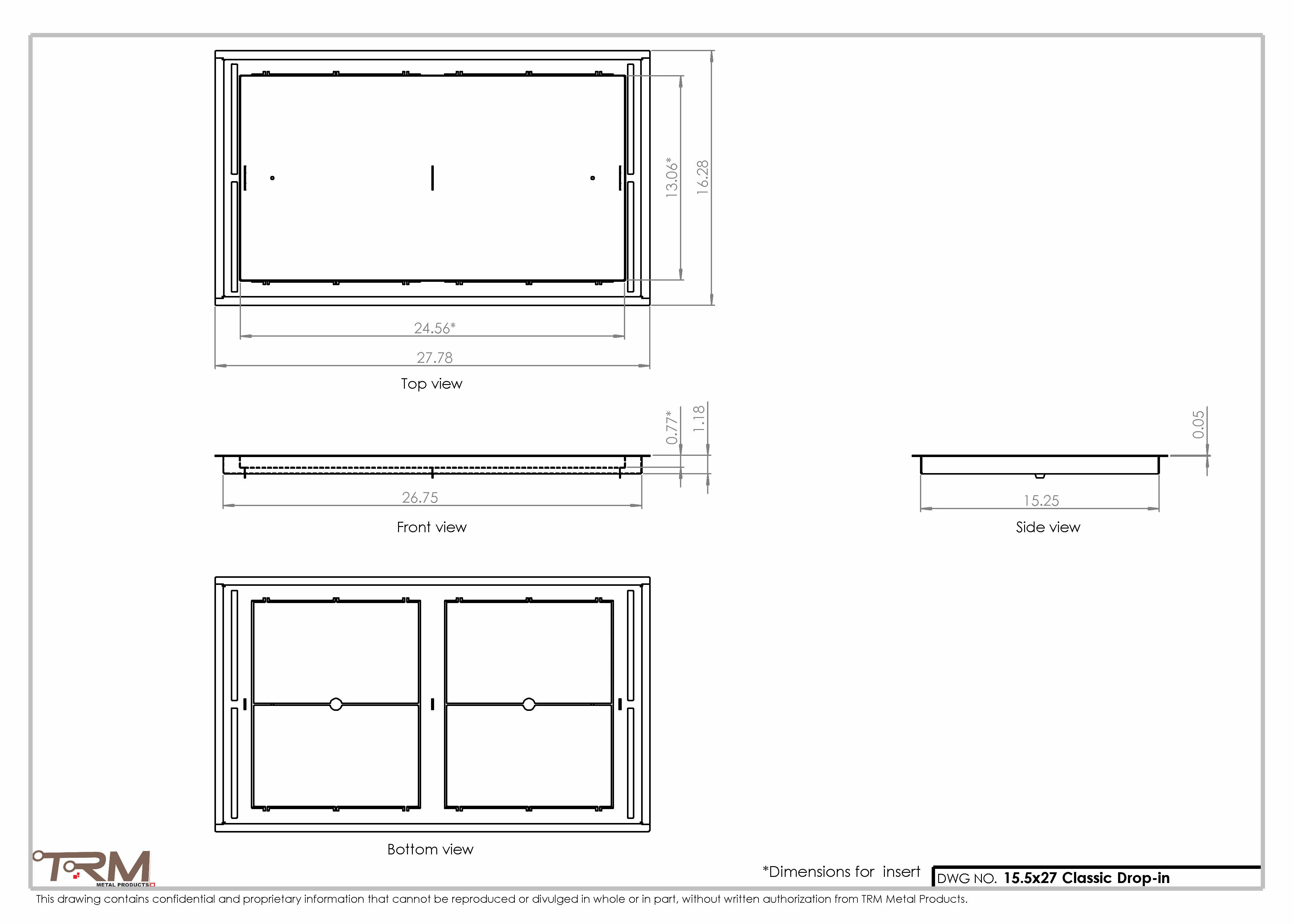 15.5x27 - Classic Drop-in Air Vent, Flush Floor-Matching, All Metal, Floor Vent Cover - TRM Metal  27x15.5 - Image 2