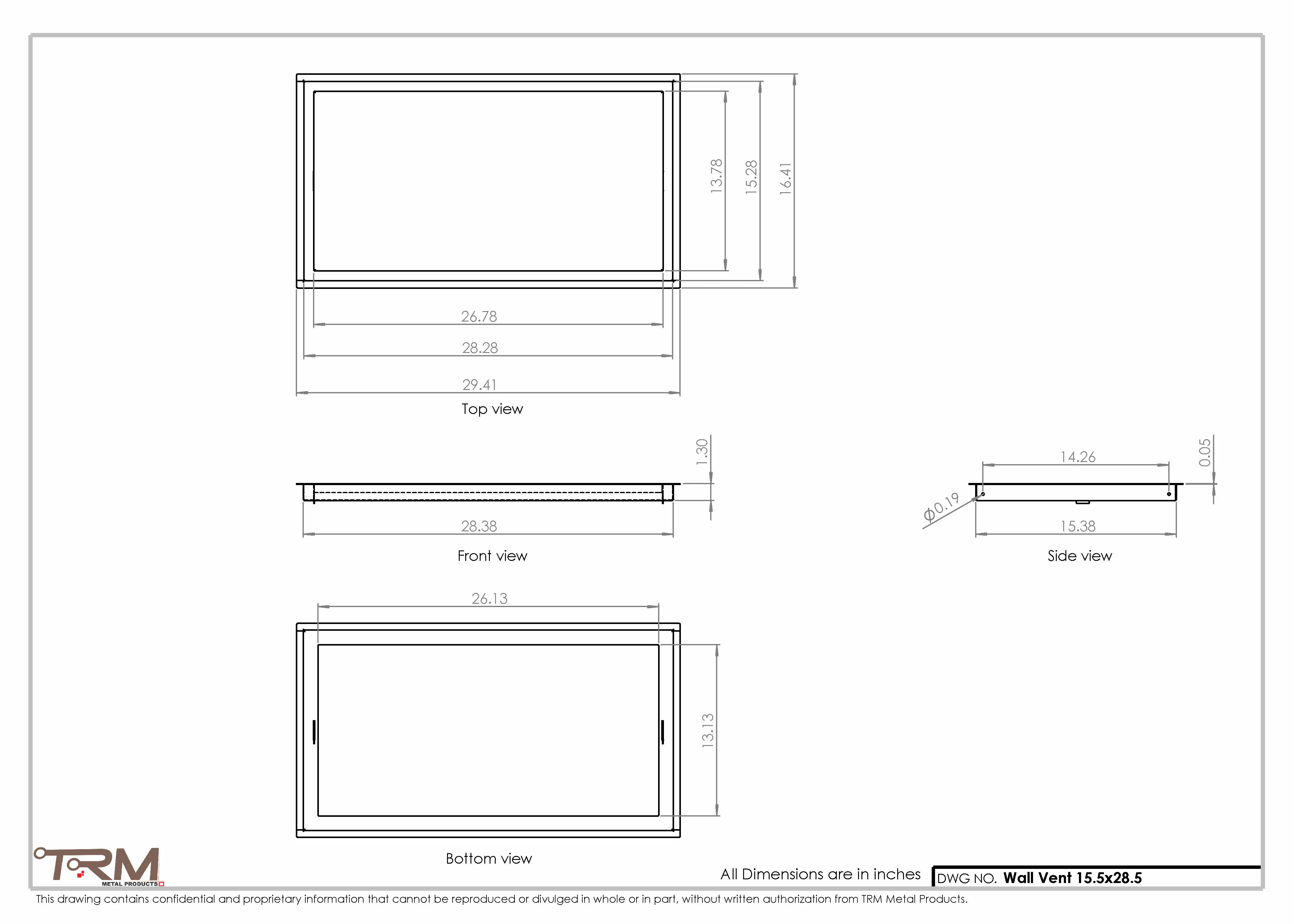 15.5x28.5 - Wall Vent - Modern Vent Cover -  Return Air Vent - TRM Metal  28.5x15.5 - Image 2
