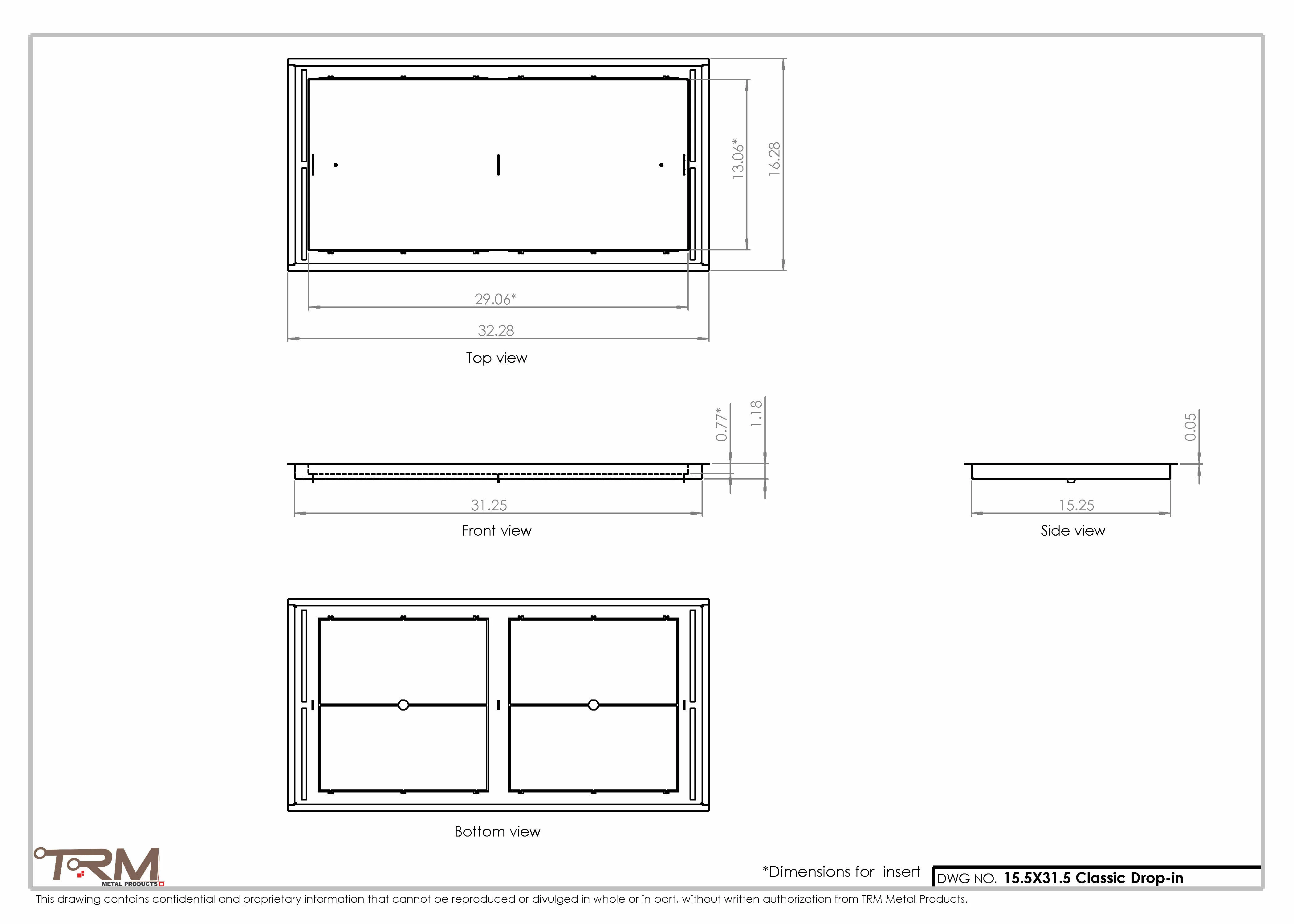 15.5x31.5 - Classic Drop-in Air Vent, Flush Floor-Matching, All Metal, Floor Vent Cover - TRM Metal  31.5x15.5 - Image 2