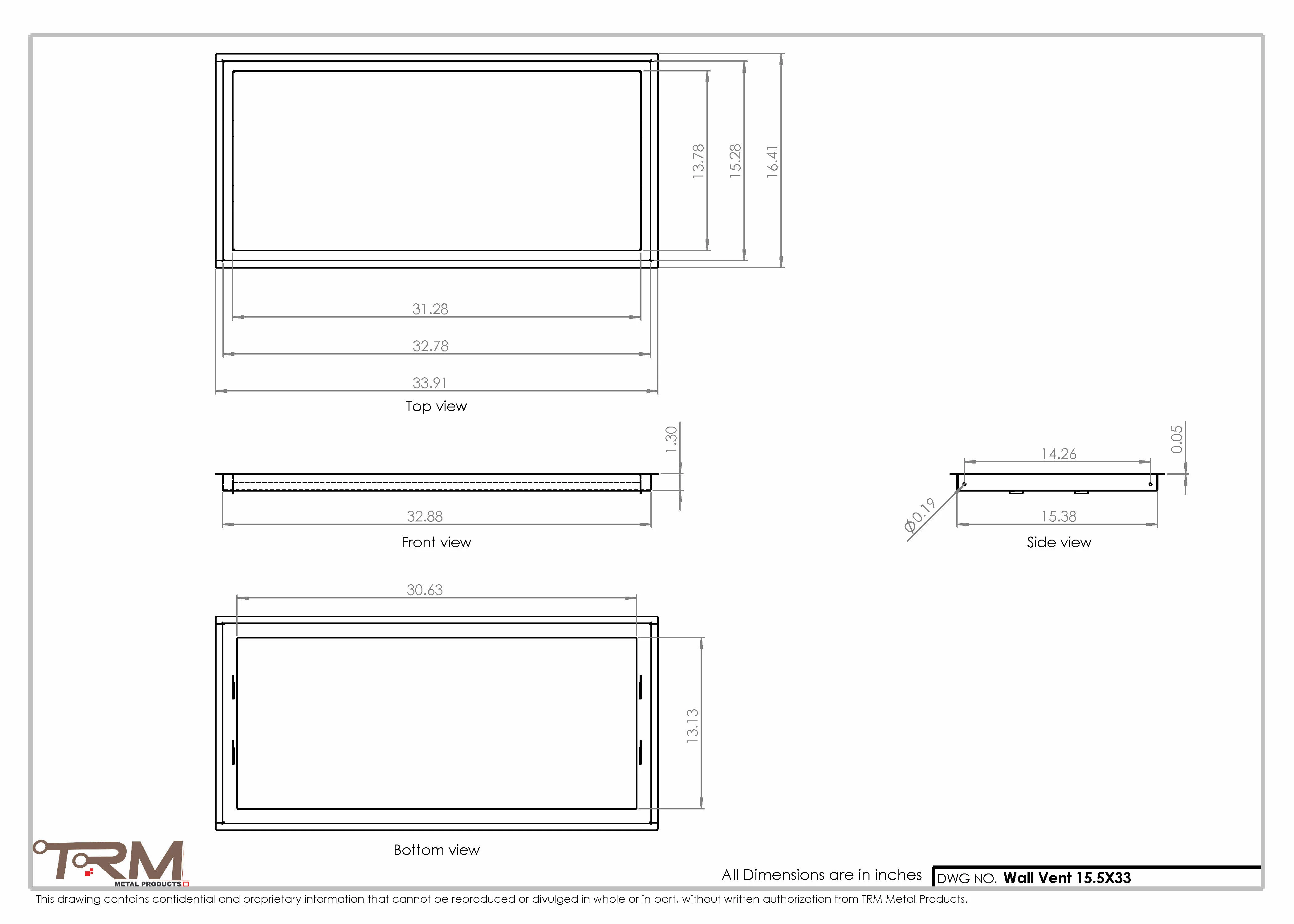 15.5x33 - Wall Vent - Modern Vent Cover -  Return Air Vent - TRM Metal  33x15.5 - Image 2