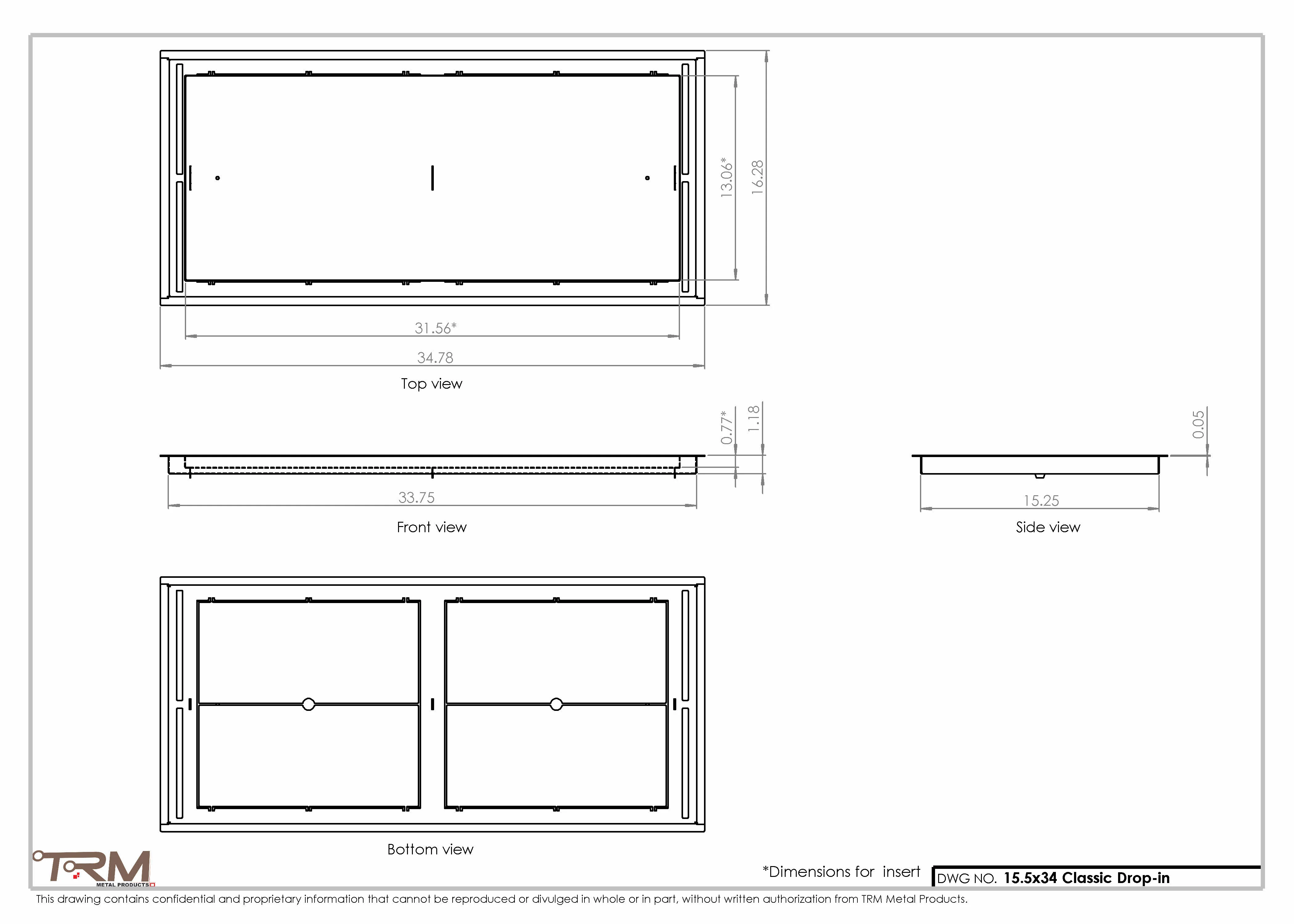 15.5x34 - Classic Drop-in Air Vent, Flush Floor-Matching, All Metal, Floor Vent Cover - TRM Metal 34x15.5 - Image 2
