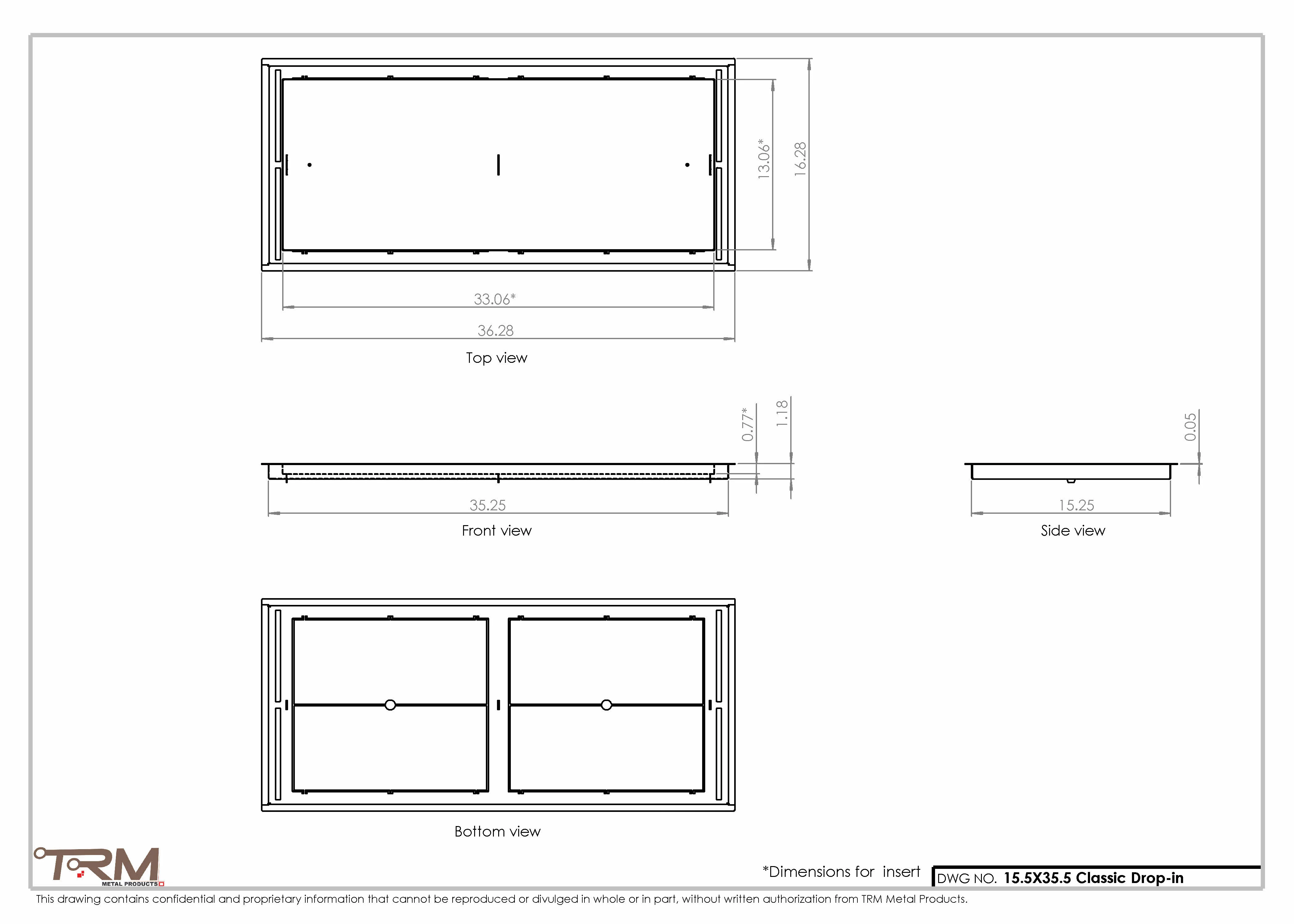 15.5x35.5 - Classic Drop-in Air Vent, Flush Floor-Matching, All Metal, Floor Vent Cover - TRM Metal 35.5x15.5 - Image 2