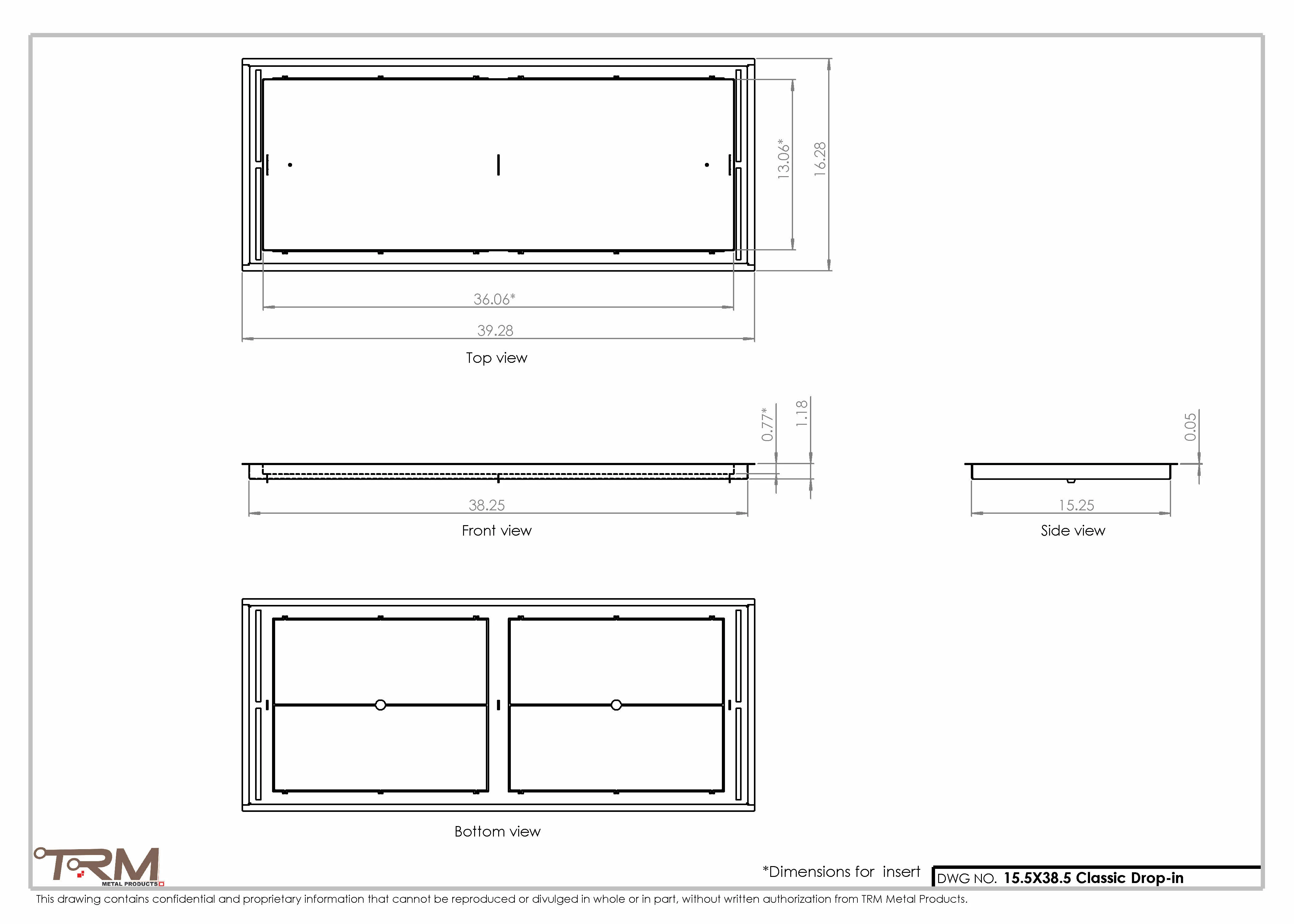 15.5x38.5 - Classic Drop-in Air Vent, Flush Floor-Matching, All Metal, Floor Vent Cover - TRM Metal 38.5x15.5 - Image 2