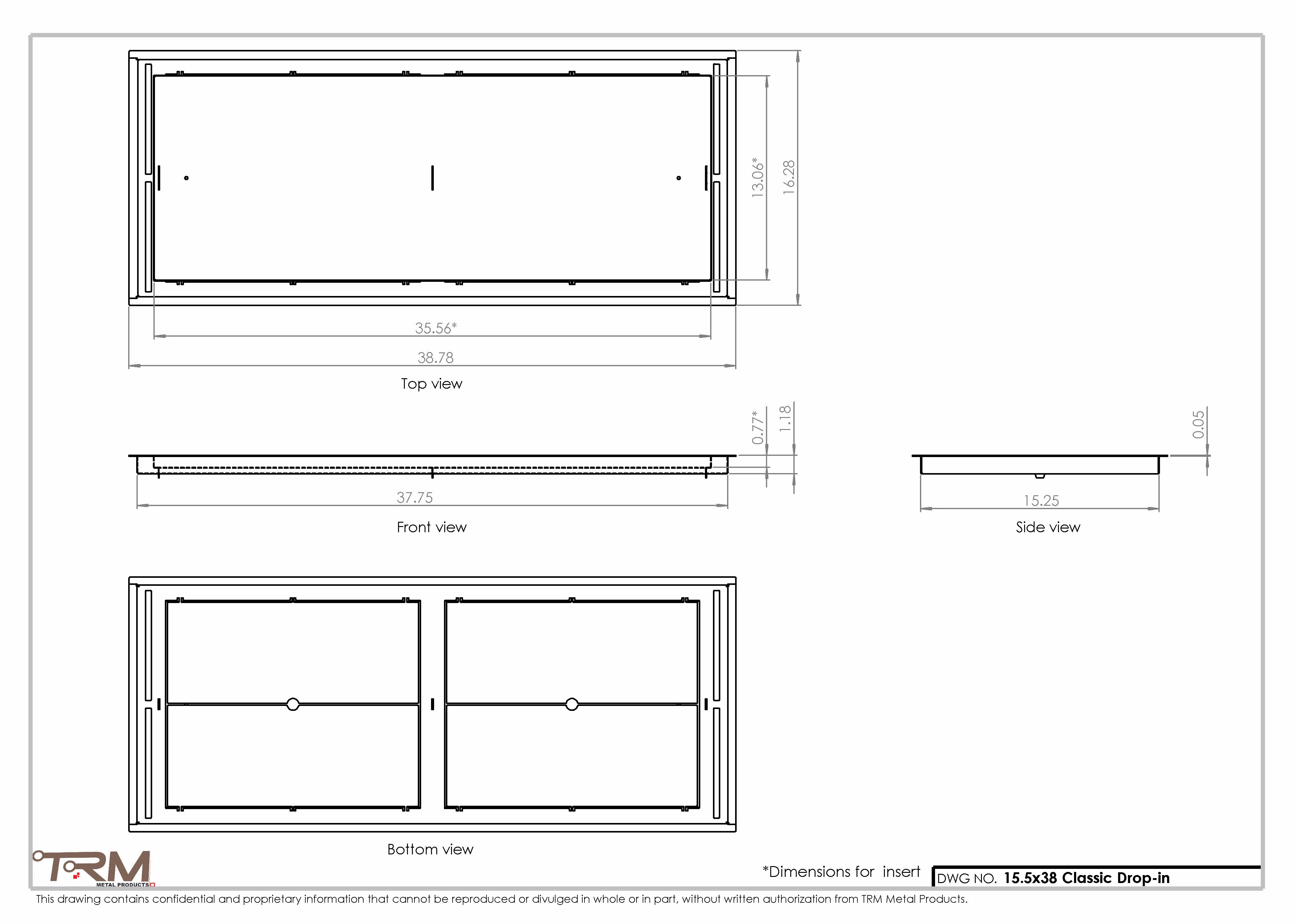 15.5x38 - Classic Drop-in Air Vent, Flush Floor-Matching, All Metal, Floor Vent Cover - TRM Metal 38x15.5 - Image 2