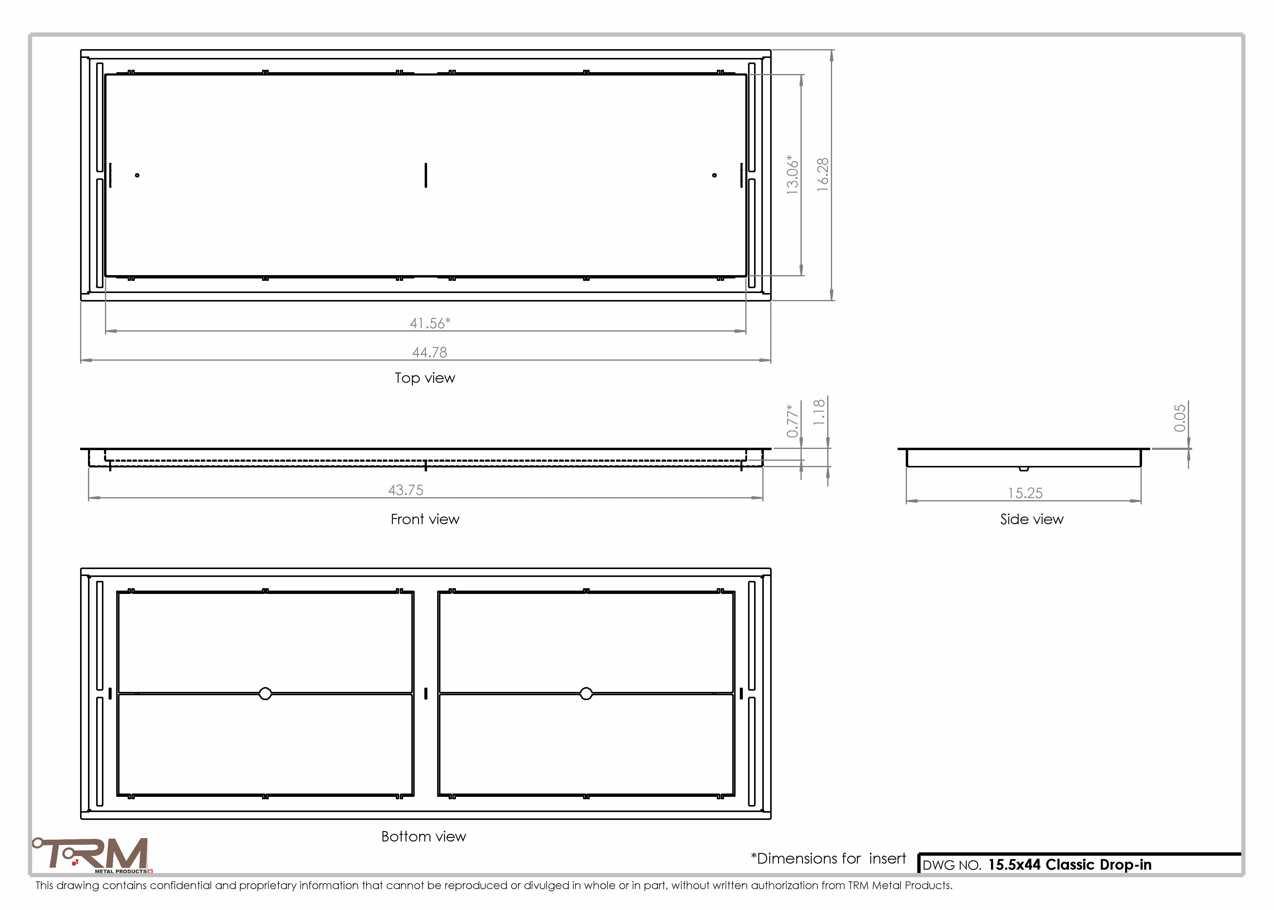15.5x44 - Classic Drop-in Air Vent, Flush Floor-Matching, All Metal, Floor Vent Cover - TRM Metal 44x15.5 - Image 2