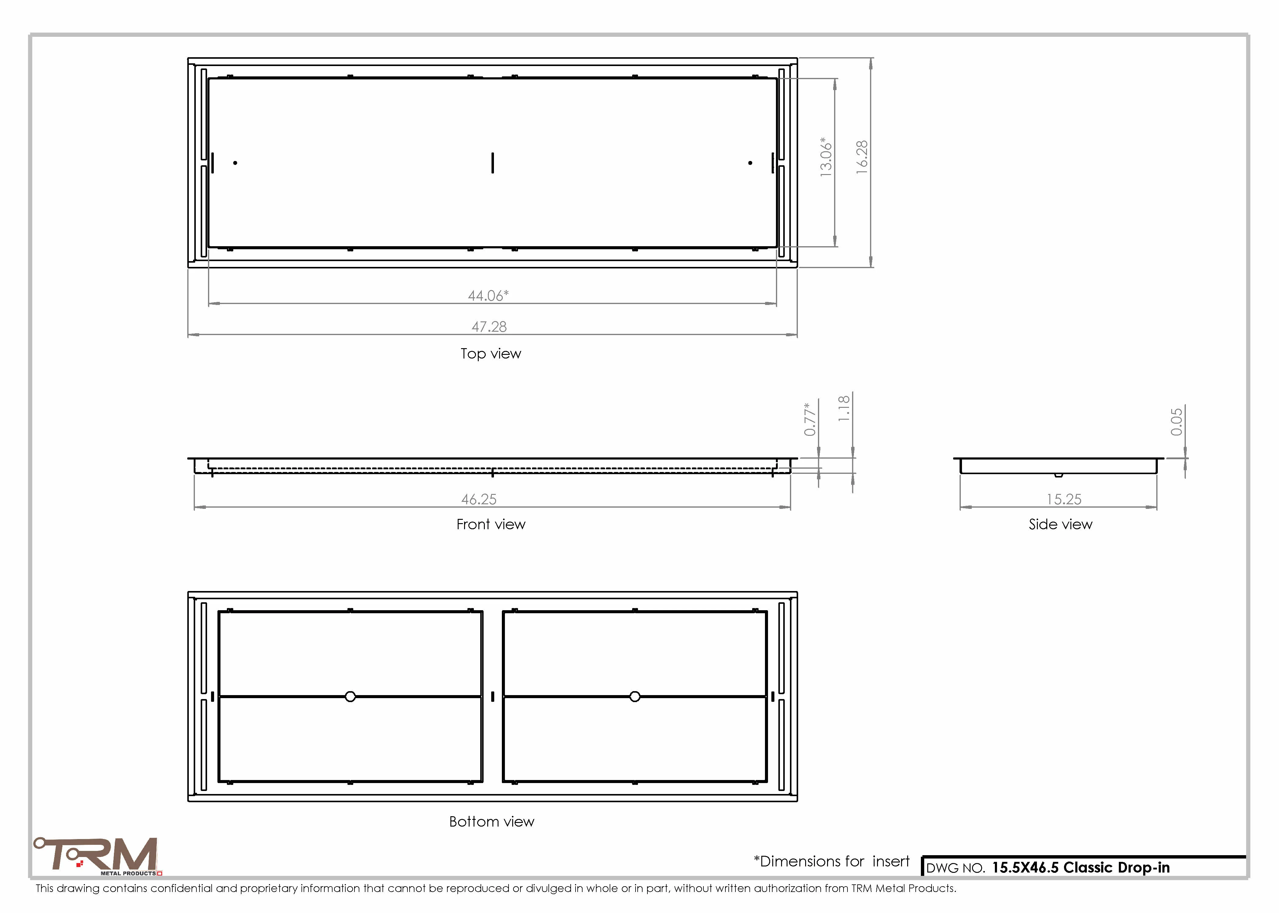15.5x46.5 - Classic Drop-in Air Vent, Flush Floor-Matching, All Metal, Floor Vent Cover - TRM Metal 46.5x15.5 - Image 2