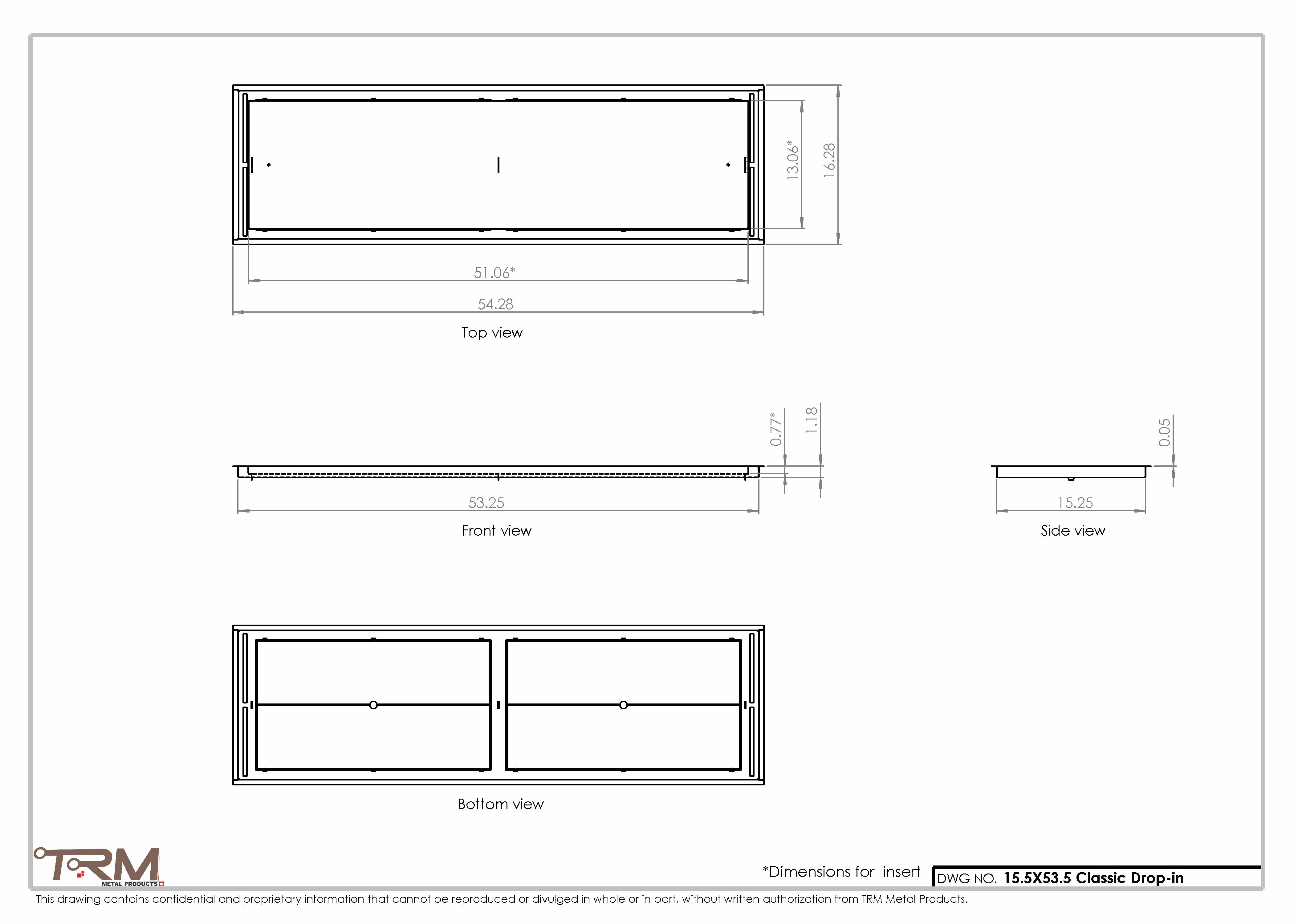 15.5x53.5 - Classic Drop-in Air Vent, Flush Floor-Matching, All Metal, Floor Vent Cover - TRM Metal  53.5x15.5 - Image 2