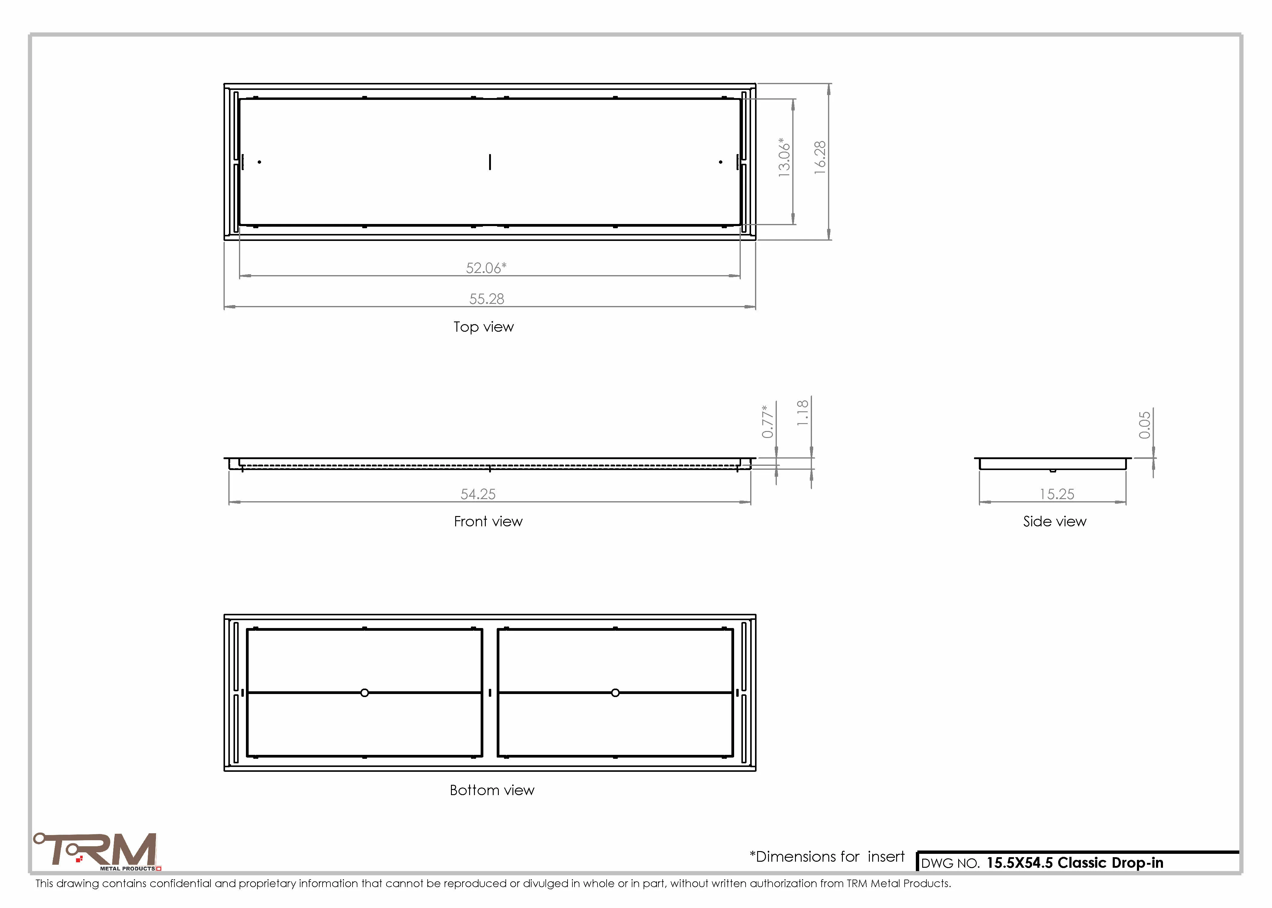 15.5x54.5 - Classic Drop-in Air Vent, Flush Floor-Matching, All Metal, Floor Vent Cover - TRM Metal 54.5x15.5 - Image 2