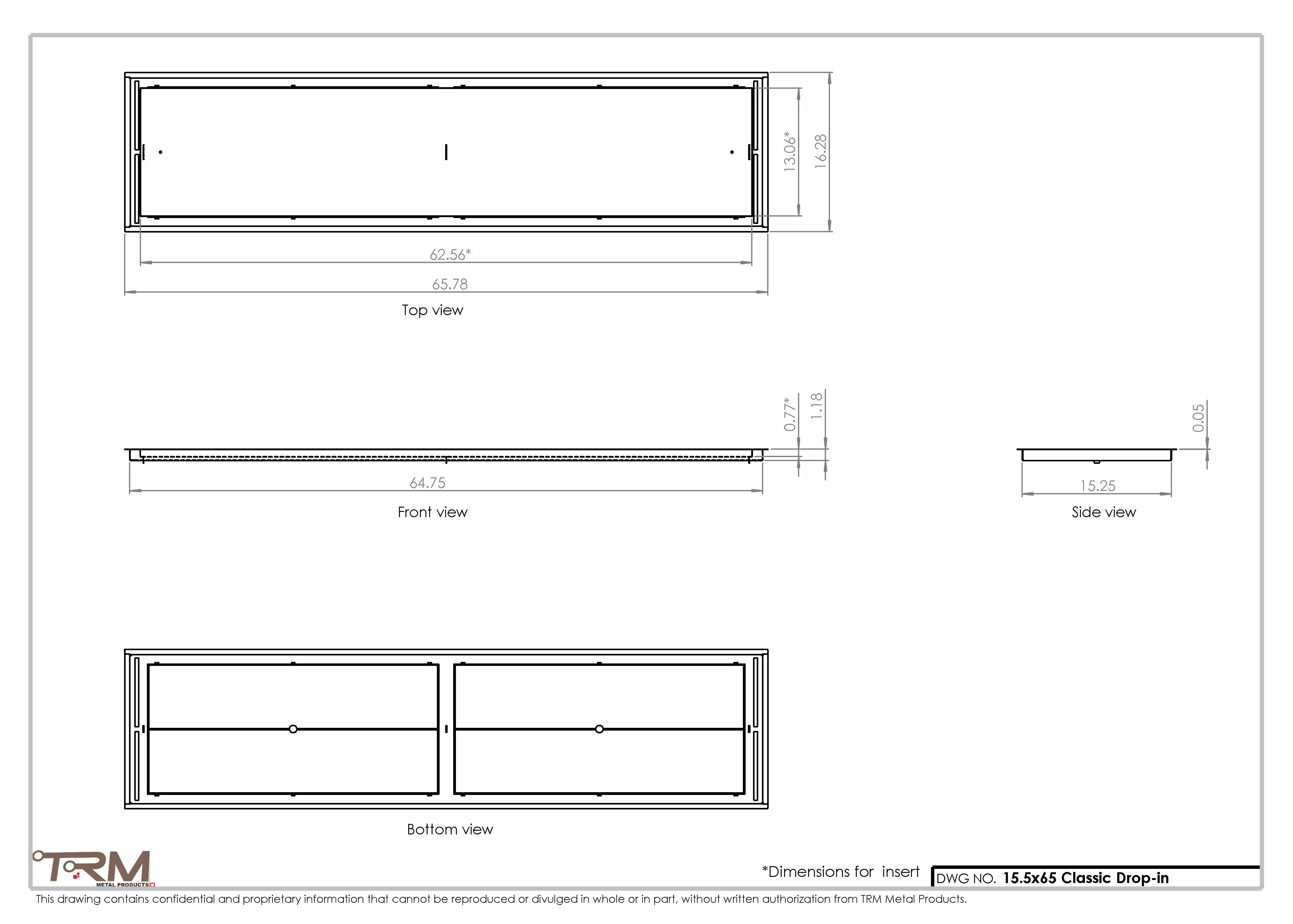 15.5x65 - Classic Drop-in Air Vent, Flush Floor-Matching, All Metal, Floor Vent Cover - TRM Metal  65x15.5 - Image 2