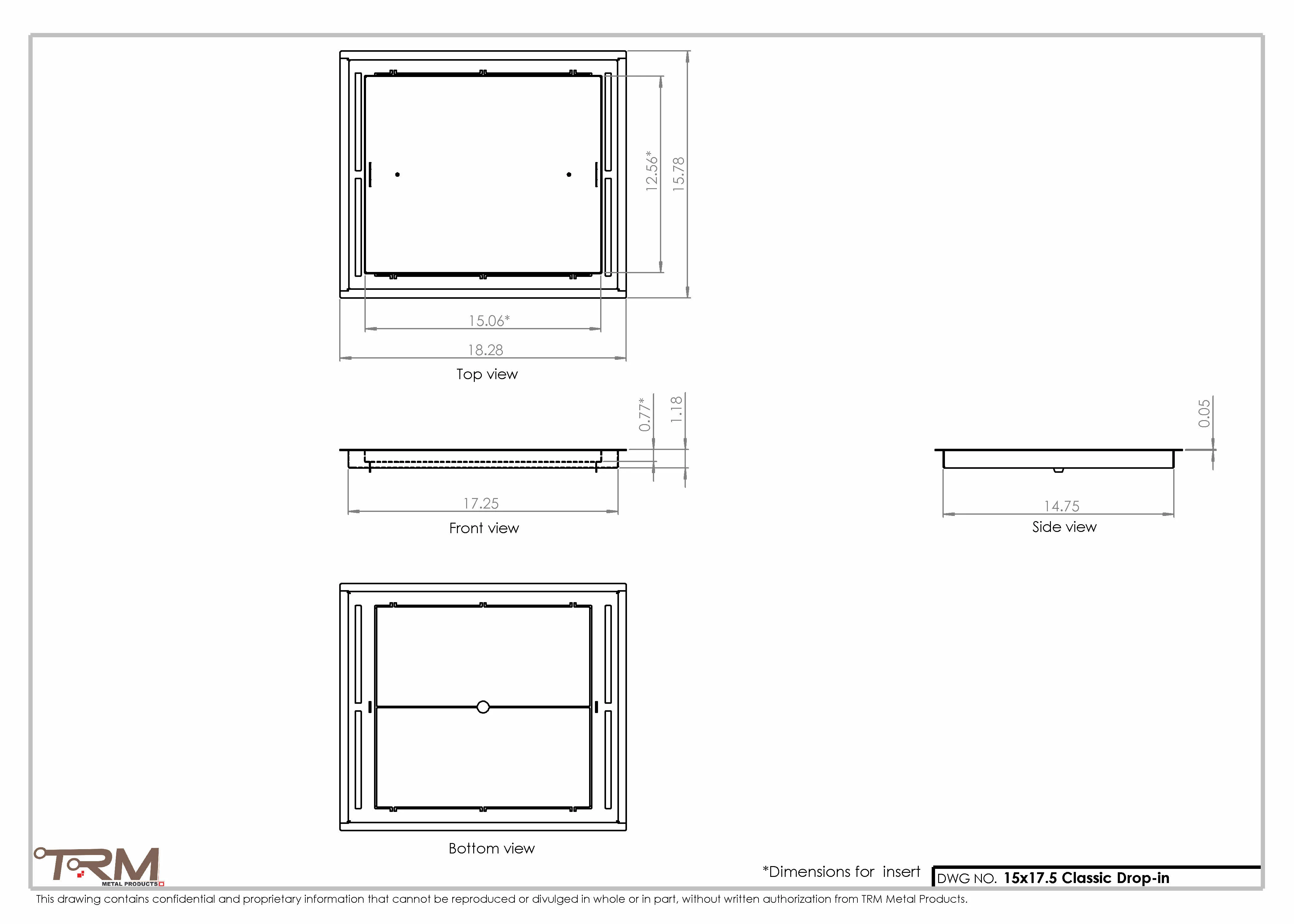 15x17.5 - Classic Drop-in Air Vent, Flush Floor-Matching, All Metal, Floor Vent Cover - TRM Metal  17.5x15 - Image 2