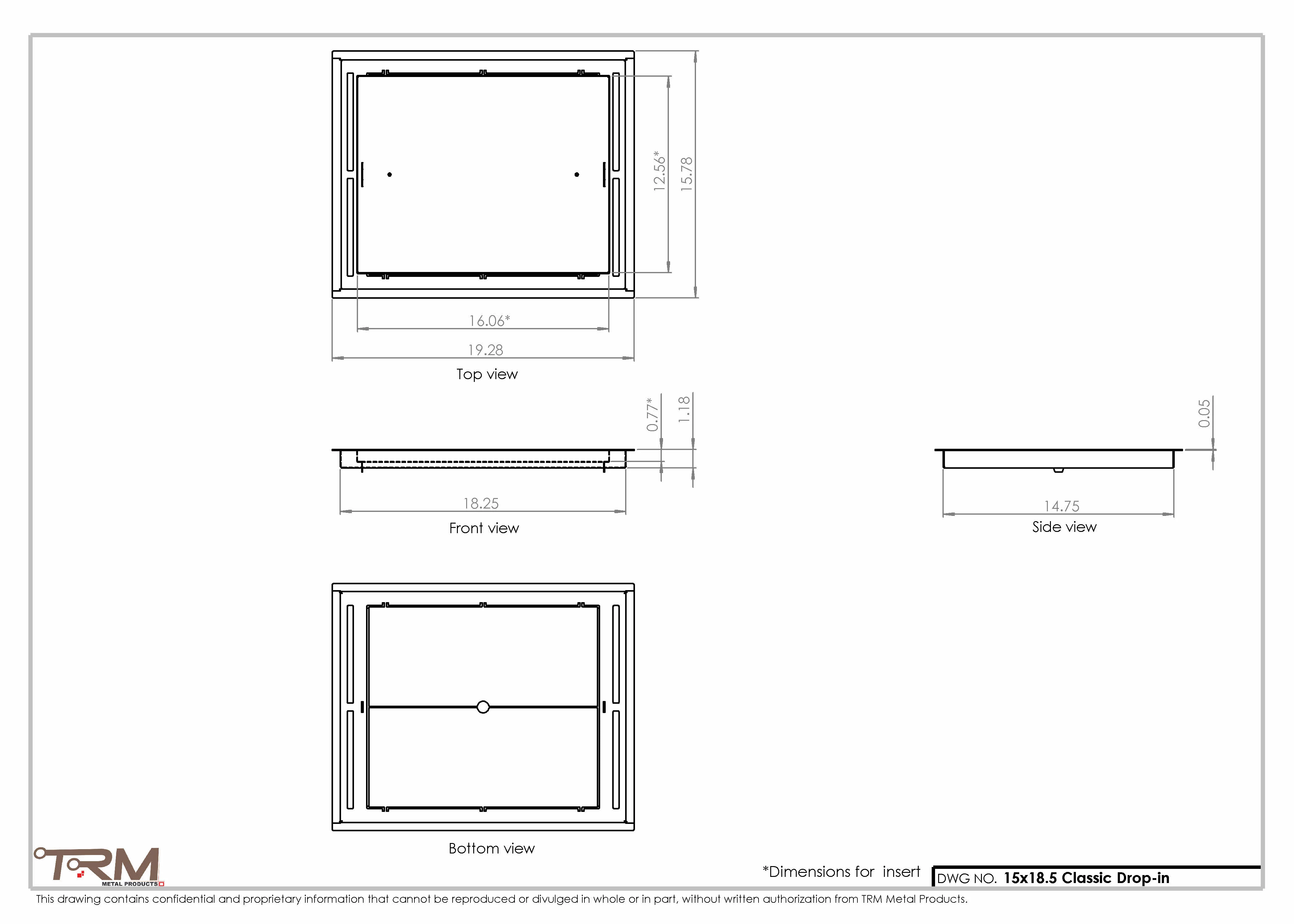 15x18.5 - Classic Drop-in Air Vent, Flush Floor-Matching, All Metal, Floor Vent Cover - TRM Metal 18.5x15 - Image 2