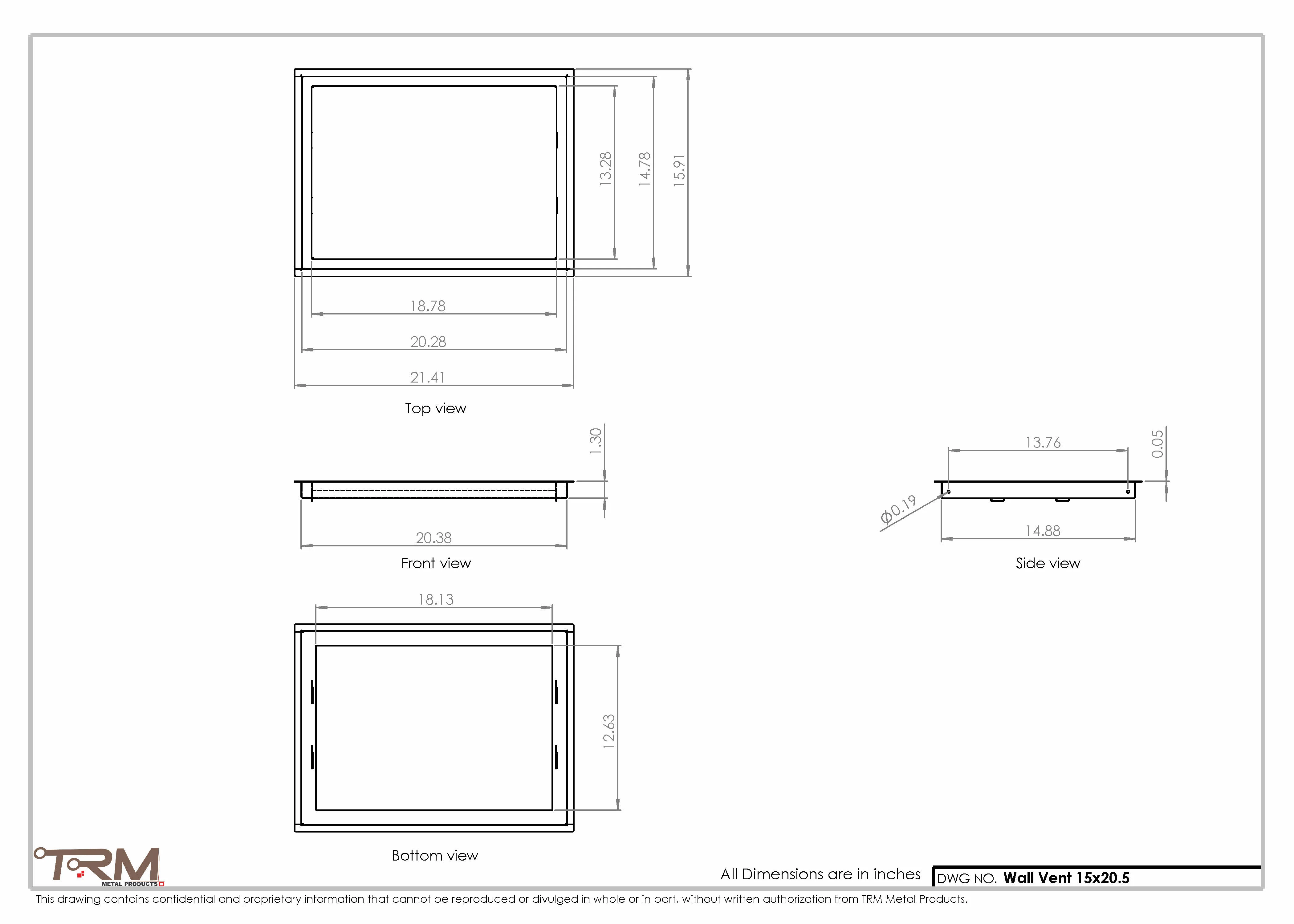 15x20.5 - Wall Vent - Modern Vent Cover - Return Air Vent - TRM Metal 20.5x15 - Image 2