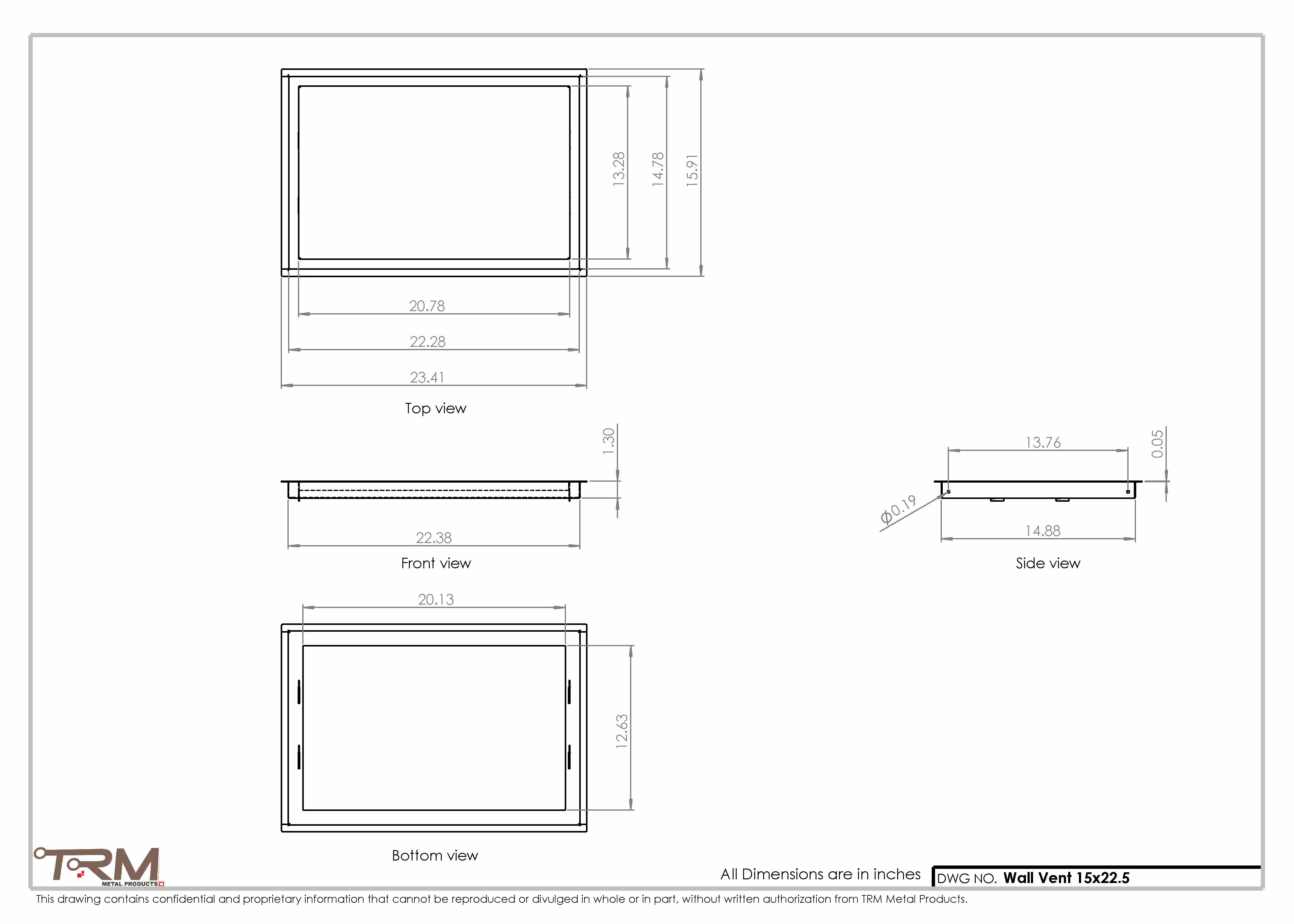15x22.5 - Wall Vent - Modern Vent Cover -  Return Air Vent - TRM Metal  22.5x15 - Image 2