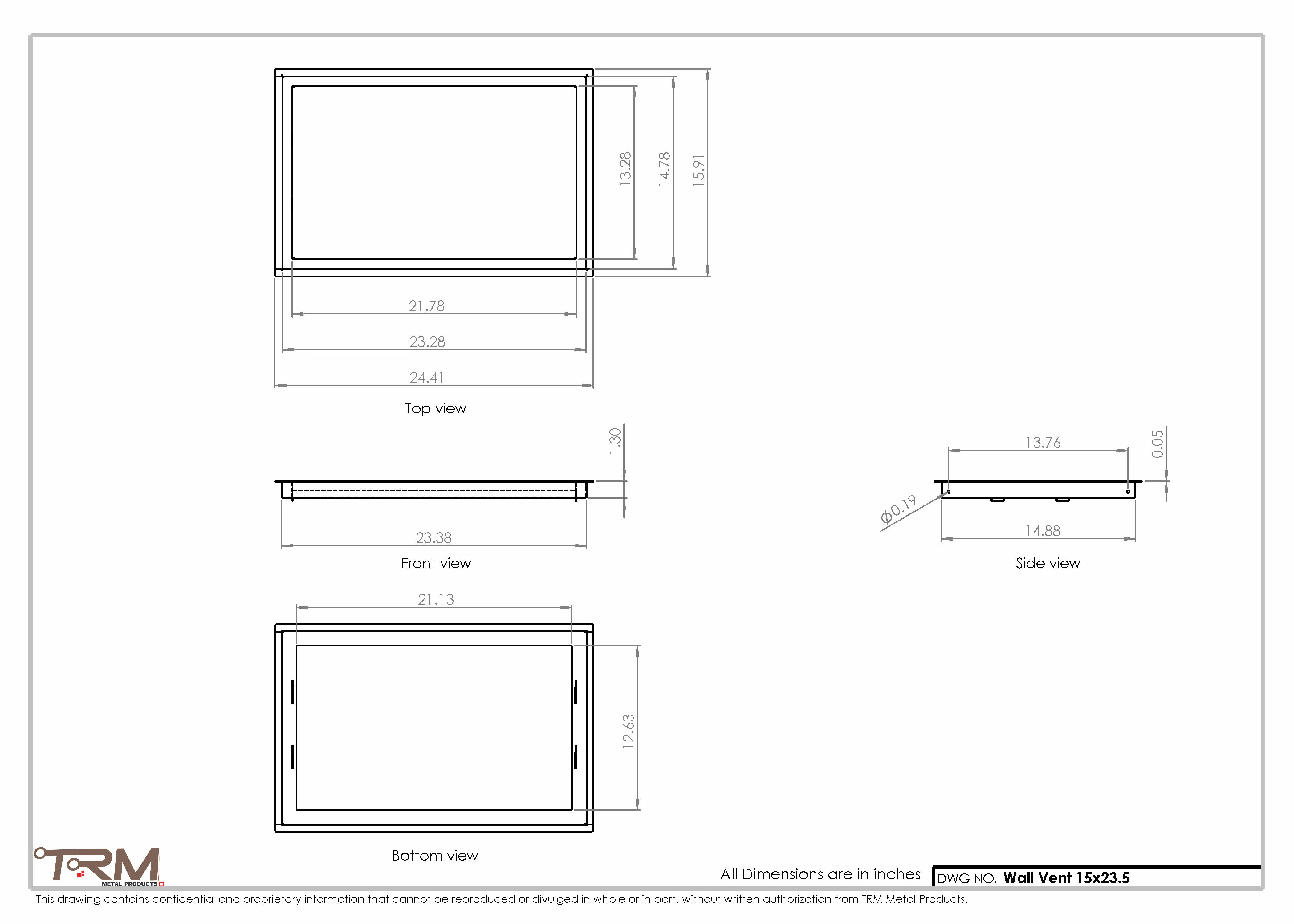 15x23.5 - Wall Vent - Modern Vent Cover -  Return Air Vent - TRM Metal  23.5x15 - Image 2