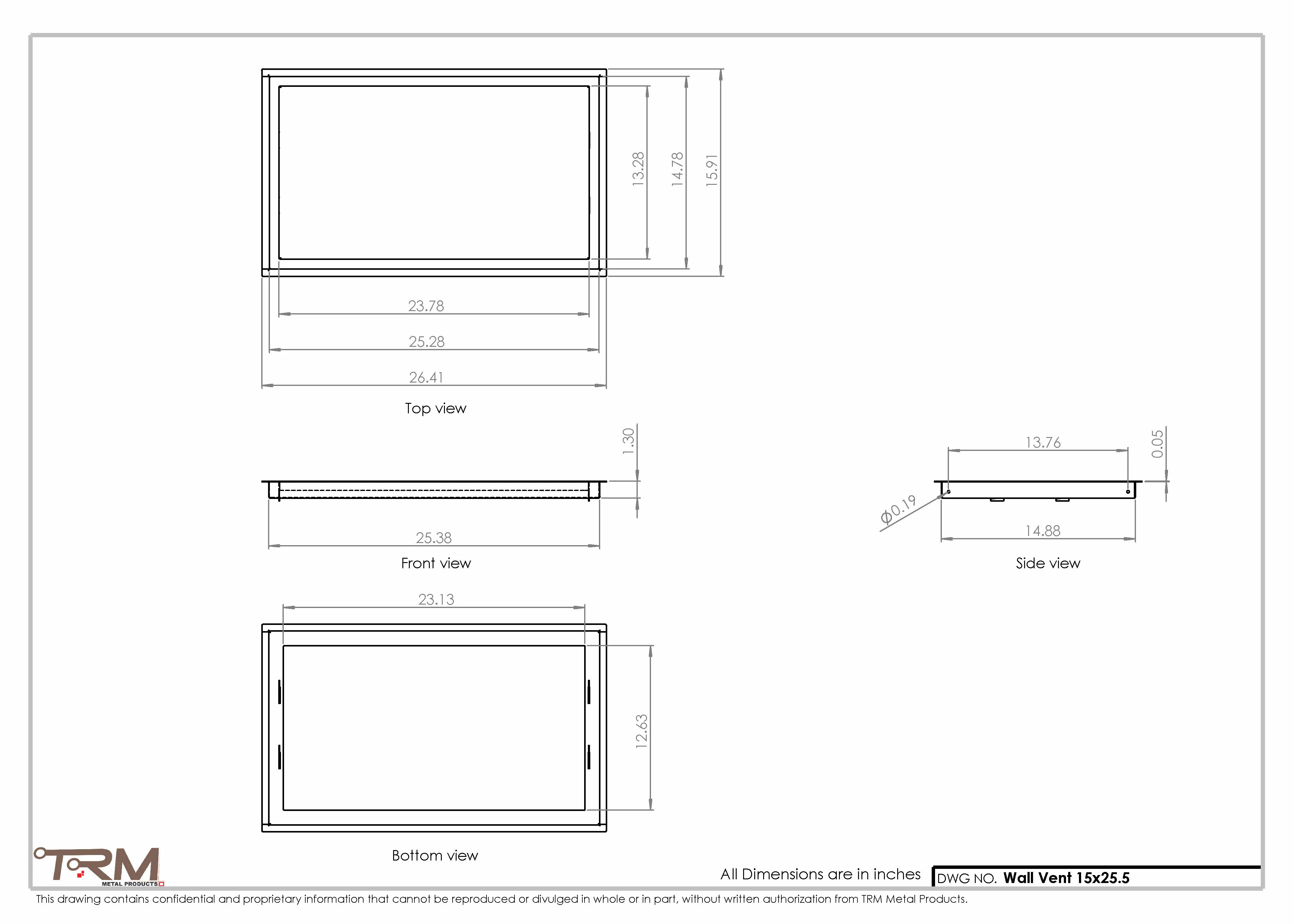15x25.5 - Wall Vent - Modern Vent Cover -  Return Air Vent - TRM Metal  25.5x15 - Image 2