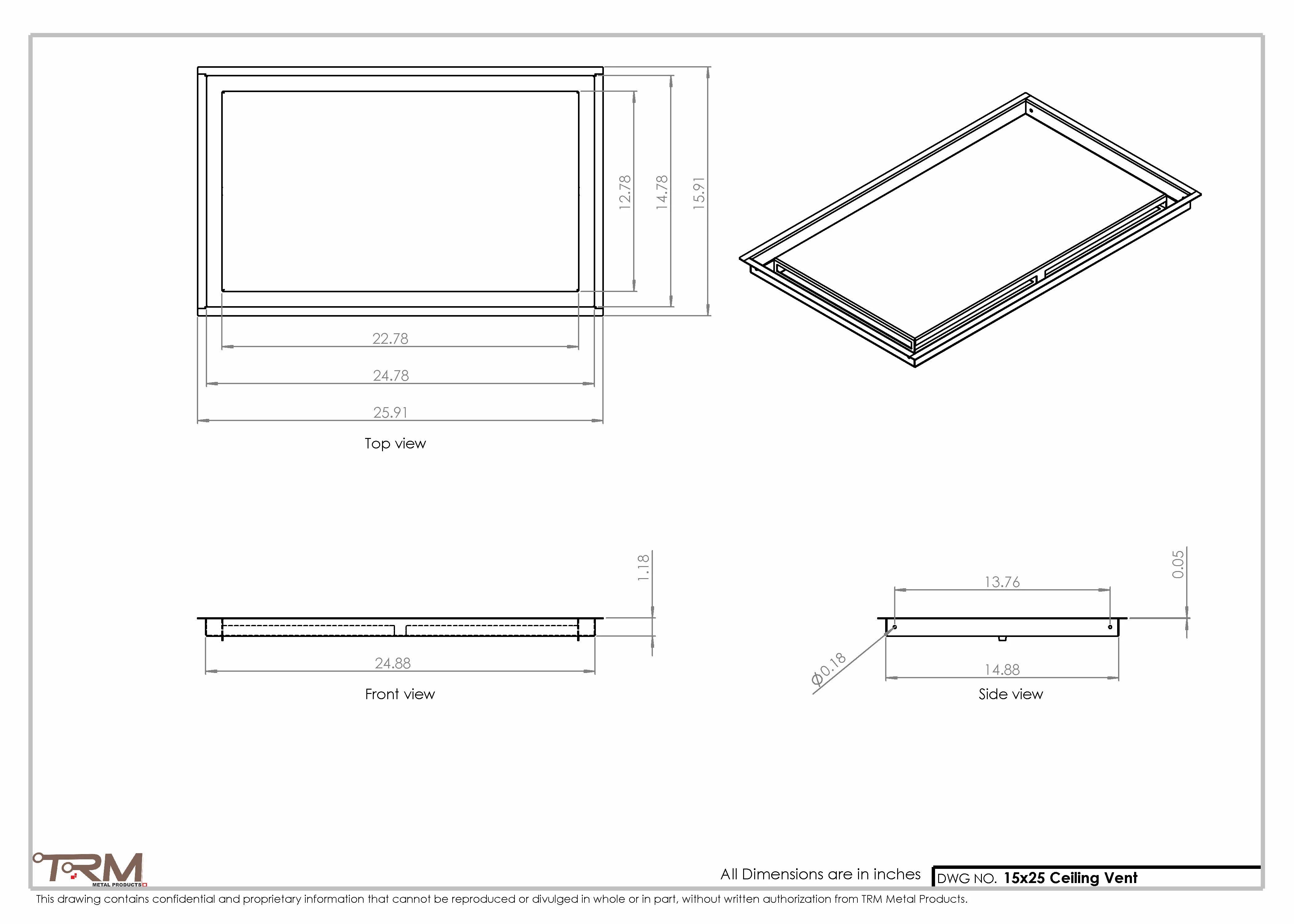 15x25-Modern-Ceiling-Vent Cover-TRM Metal- 25x15 - Image 2