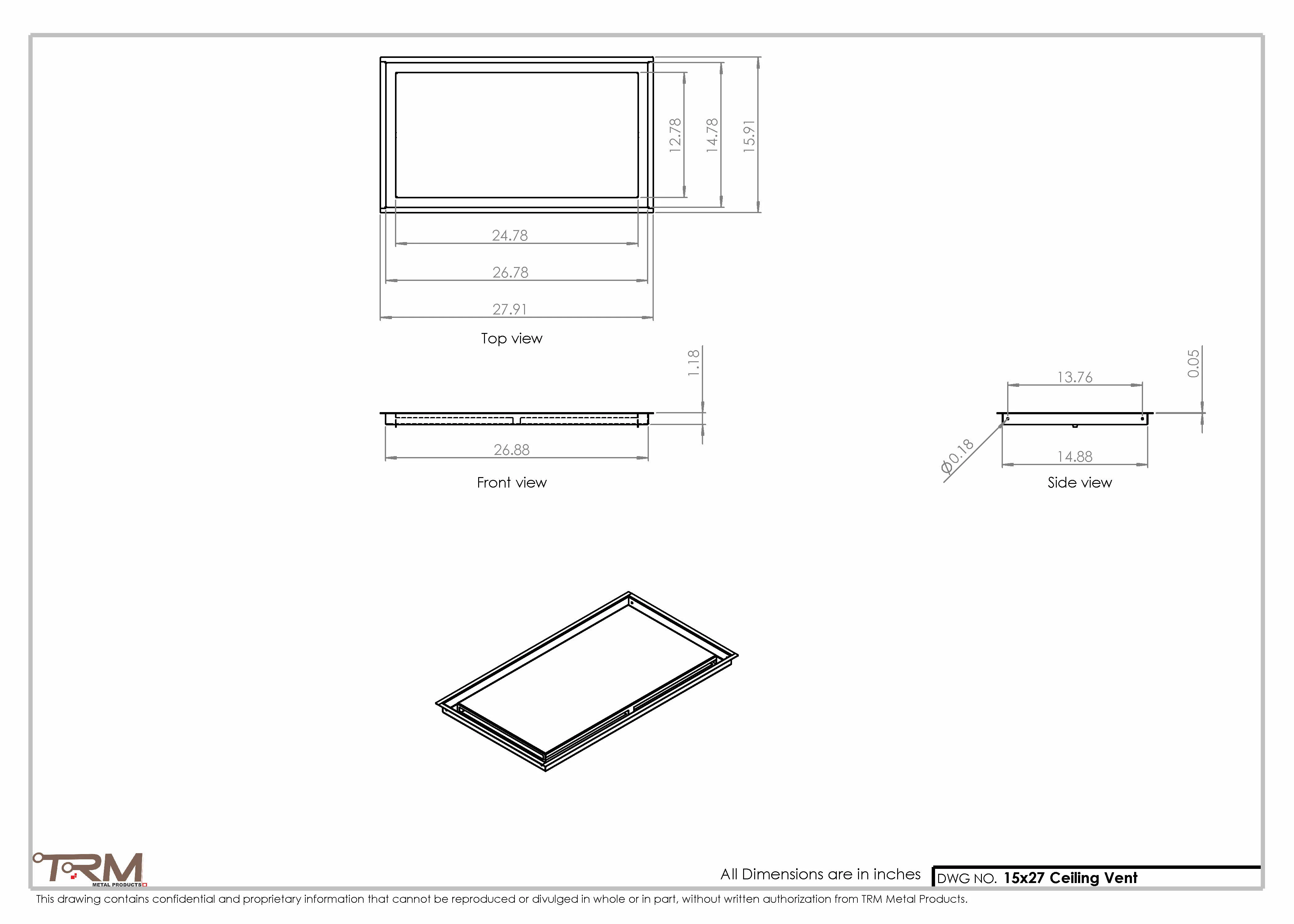 15x27-Modern-Ceiling-Vent Cover-TRM Metal- 27x15 - Image 2