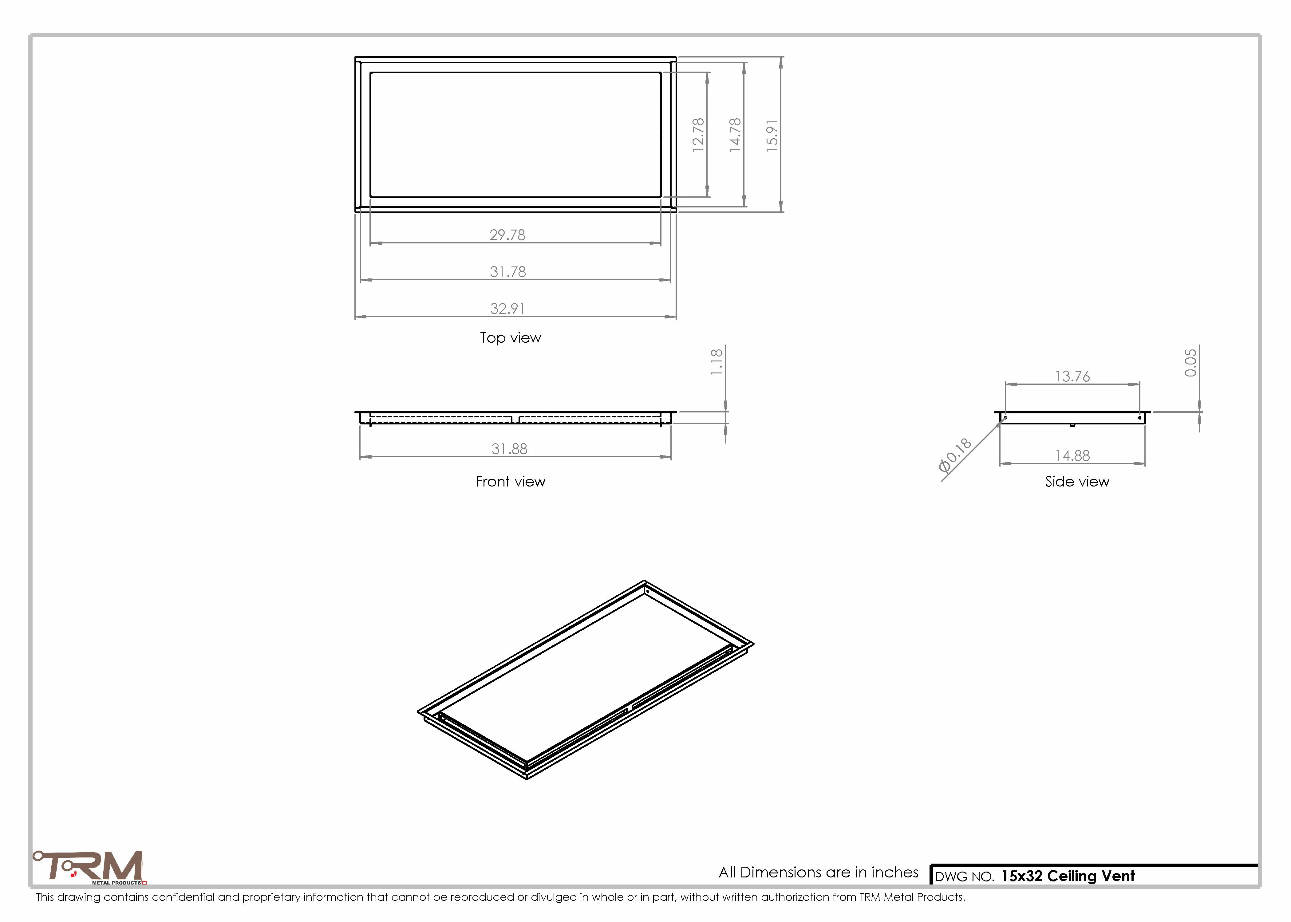 15x32-Modern-Ceiling-Vent Cover-TRM Metal- 32x15 - Image 2