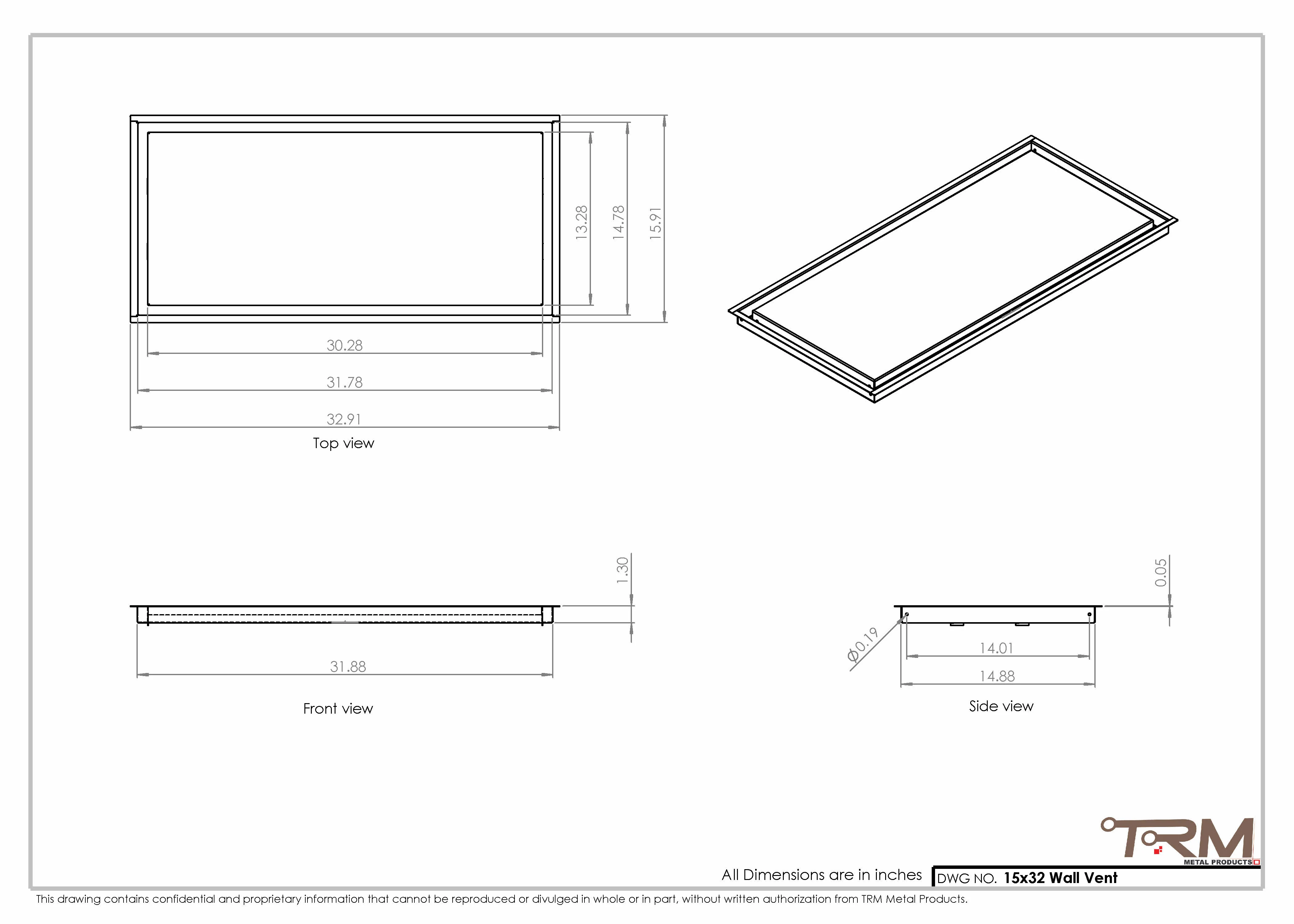 15x32 - Wall Vent - Modern Vent Cover - Return Air Vent - TRM Metal 32x15 - Image 2