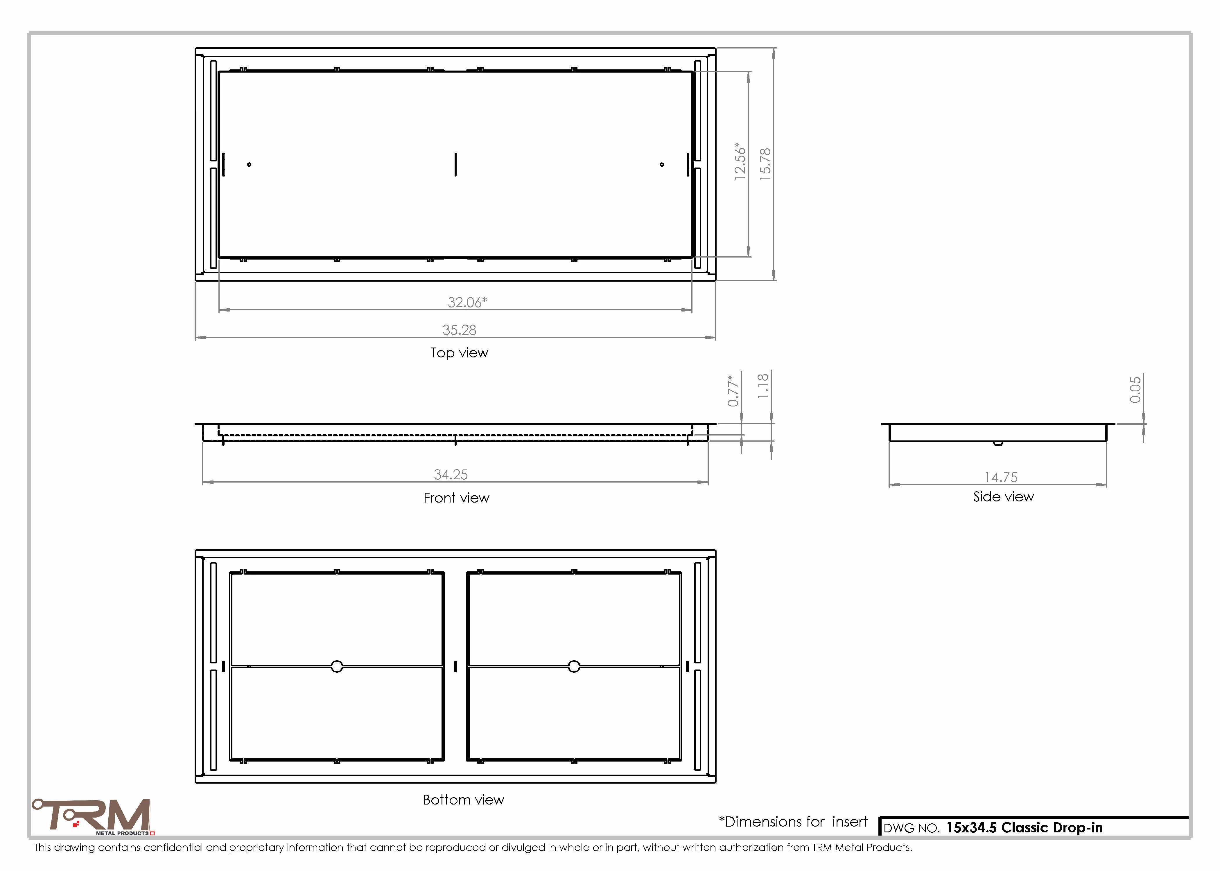 15x34.5 - Classic Drop-in Air Vent, Flush Floor-Matching, All Metal, Floor Vent Cover - TRM Metal 34.5x15 - Image 2