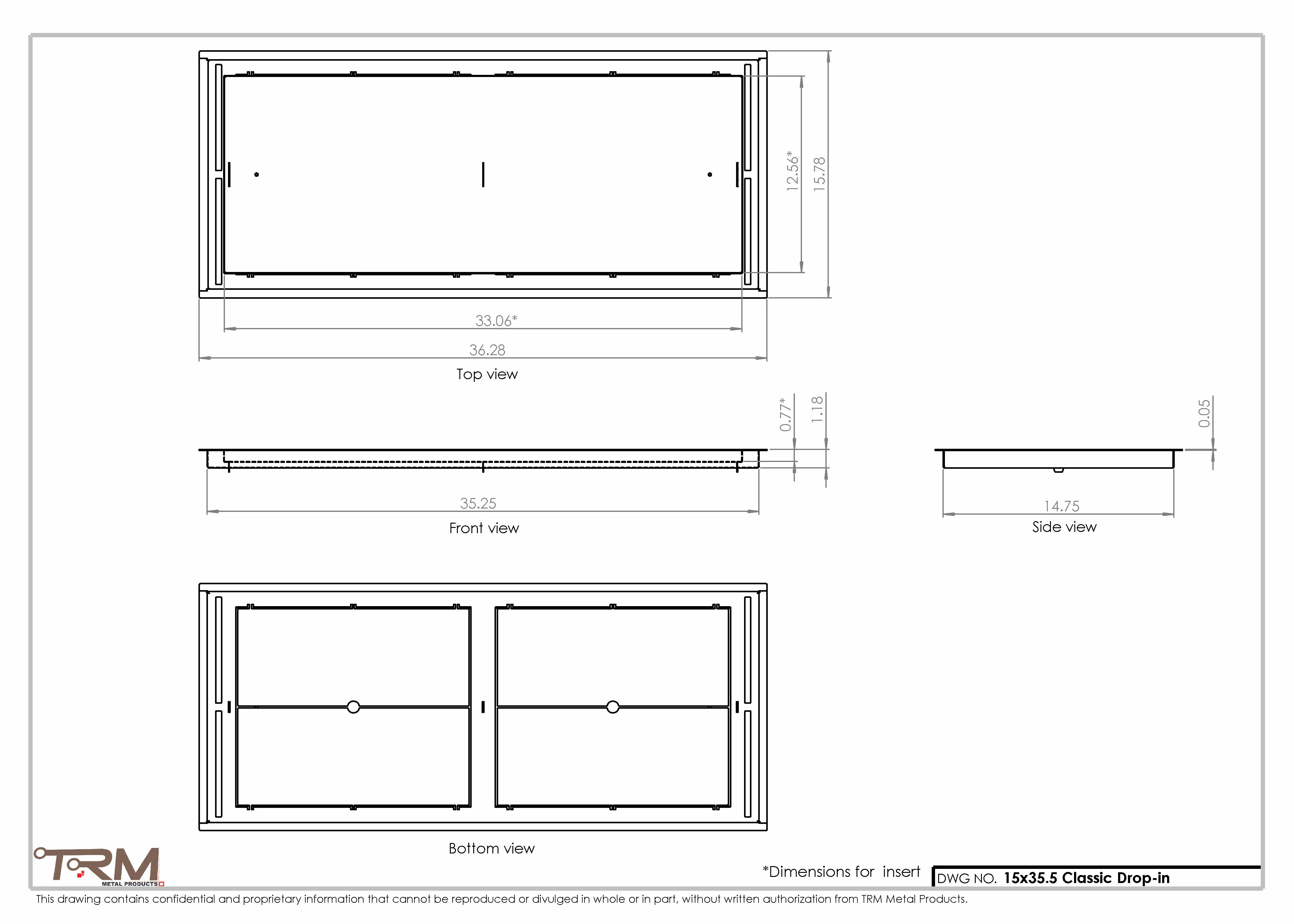 15x35.5 - Classic Drop-in Air Vent, Flush Floor-Matching, All Metal, Floor Vent Cover - TRM Metal 35.5x15 - Image 2