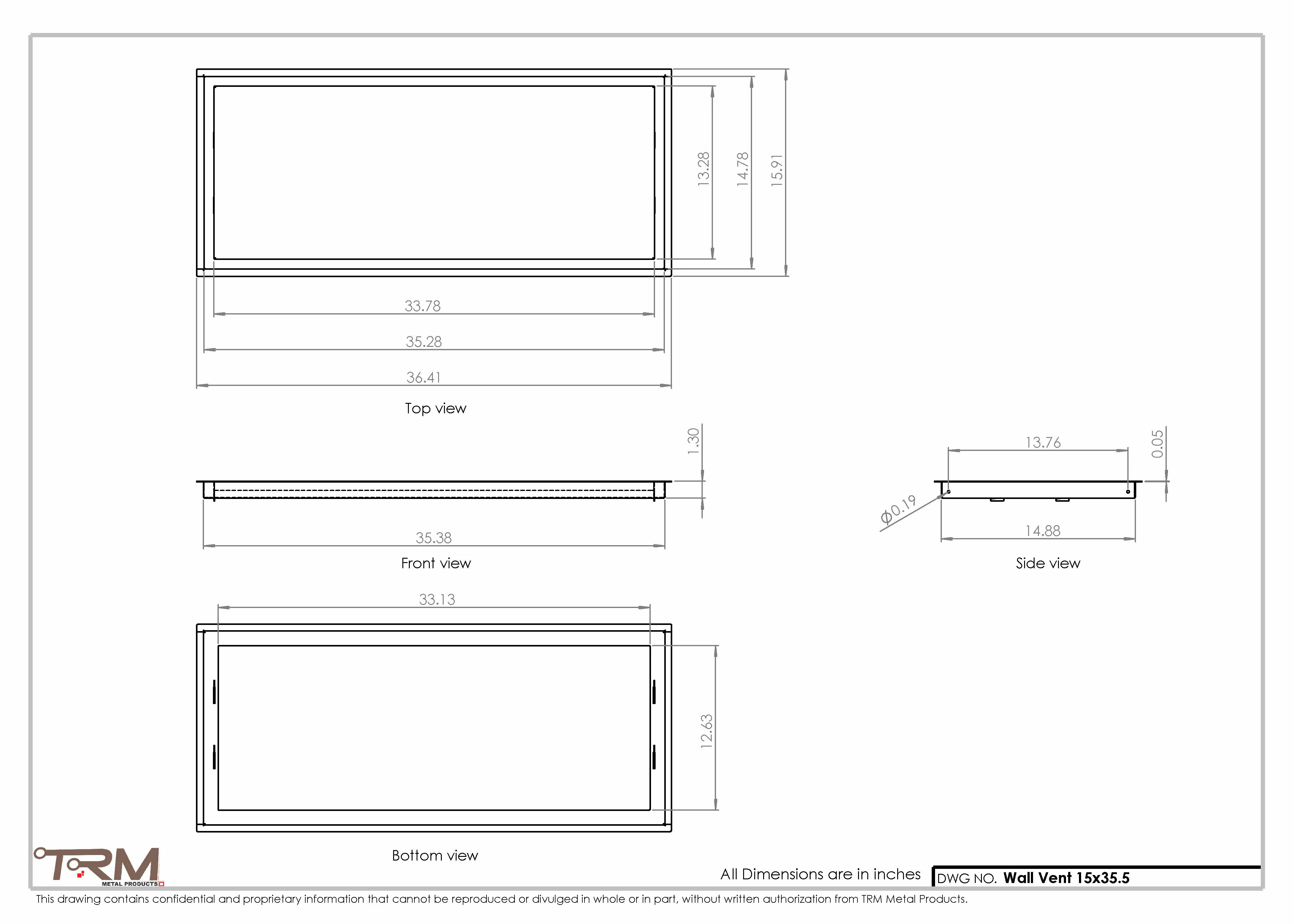 15x35.5 - Wall Vent - Modern Vent Cover -  Return Air Vent - TRM Metal  35.5x15 - Image 2