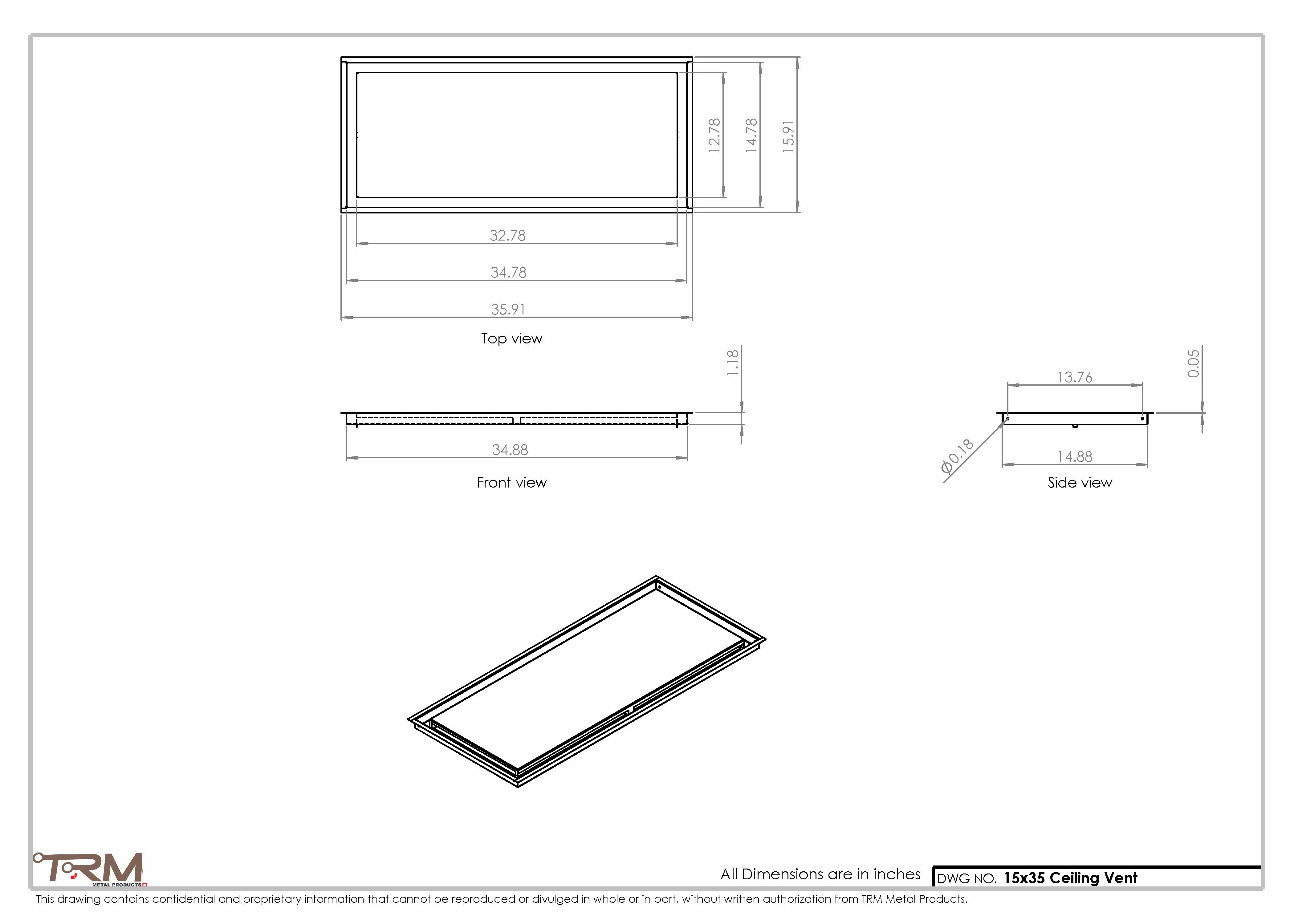 15x35-Modern-Ceiling-Vent Cover-TRM Metal- 35x15 - Image 2