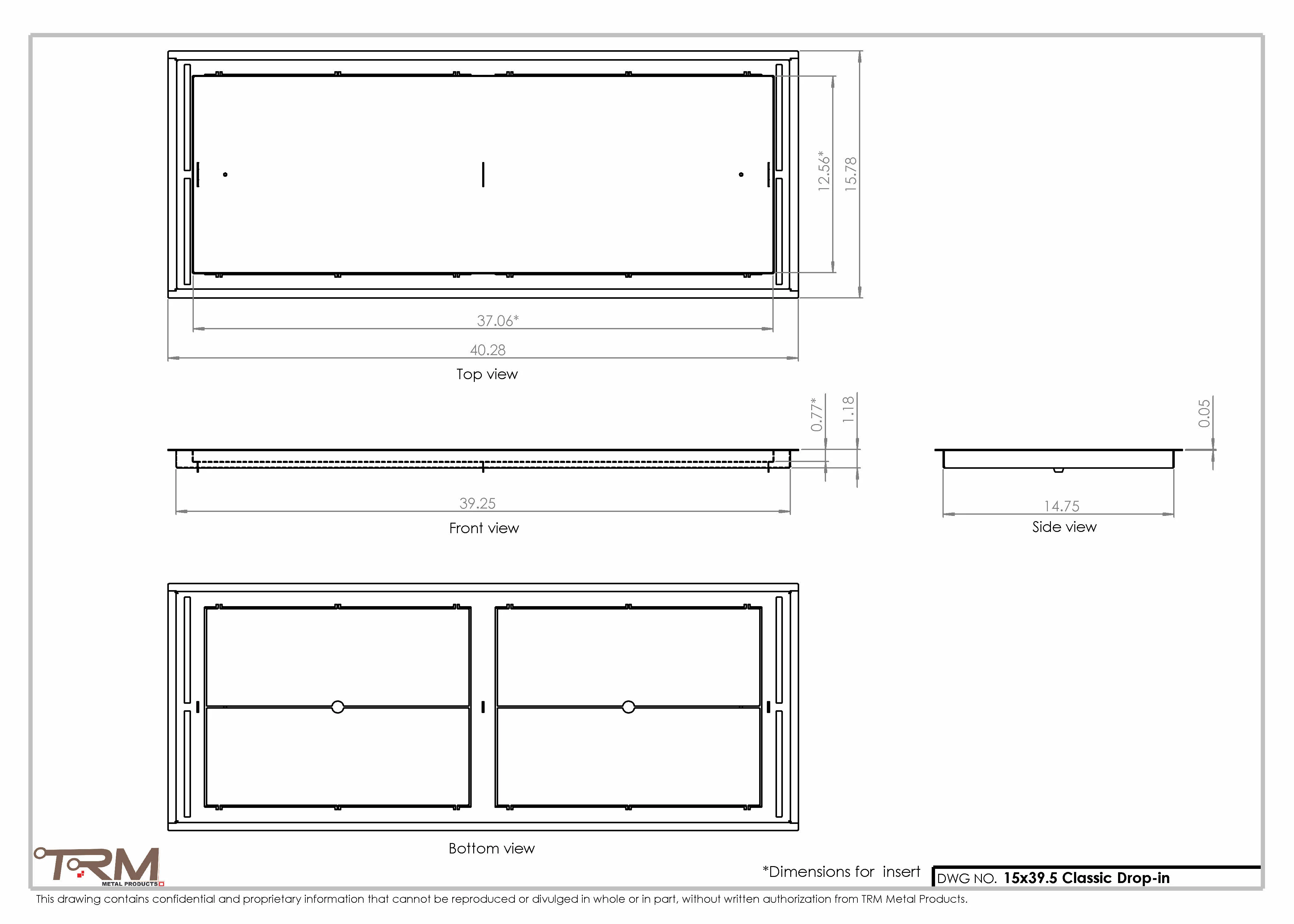 15x39.5 - Classic Drop-in Air Vent, Flush Floor-Matching, All Metal, Floor Vent Cover - TRM Metal  39.5x15 - Image 2