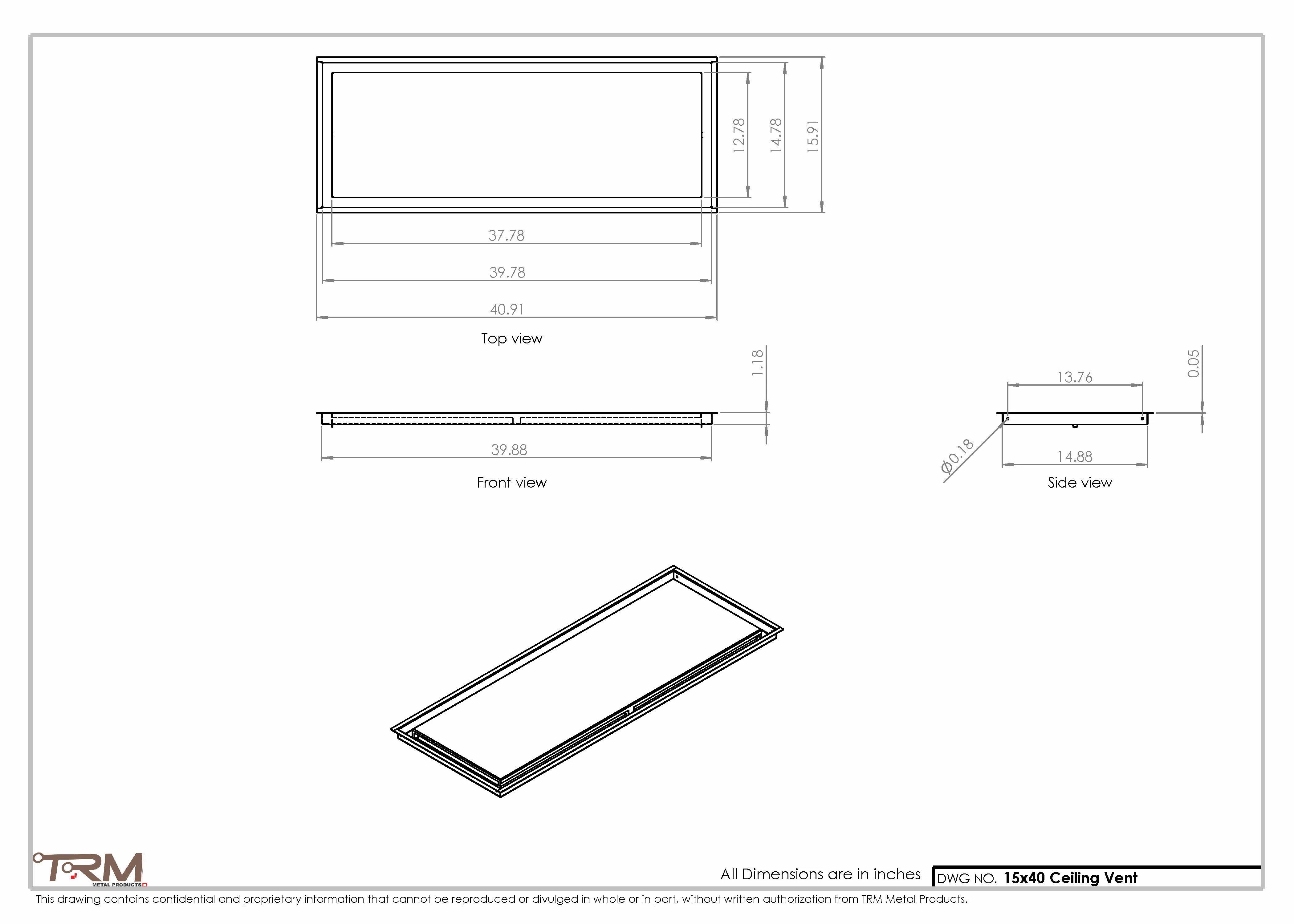 15x40-Modern-Ceiling-Vent Cover-TRM Metal- 40x15 - Image 2