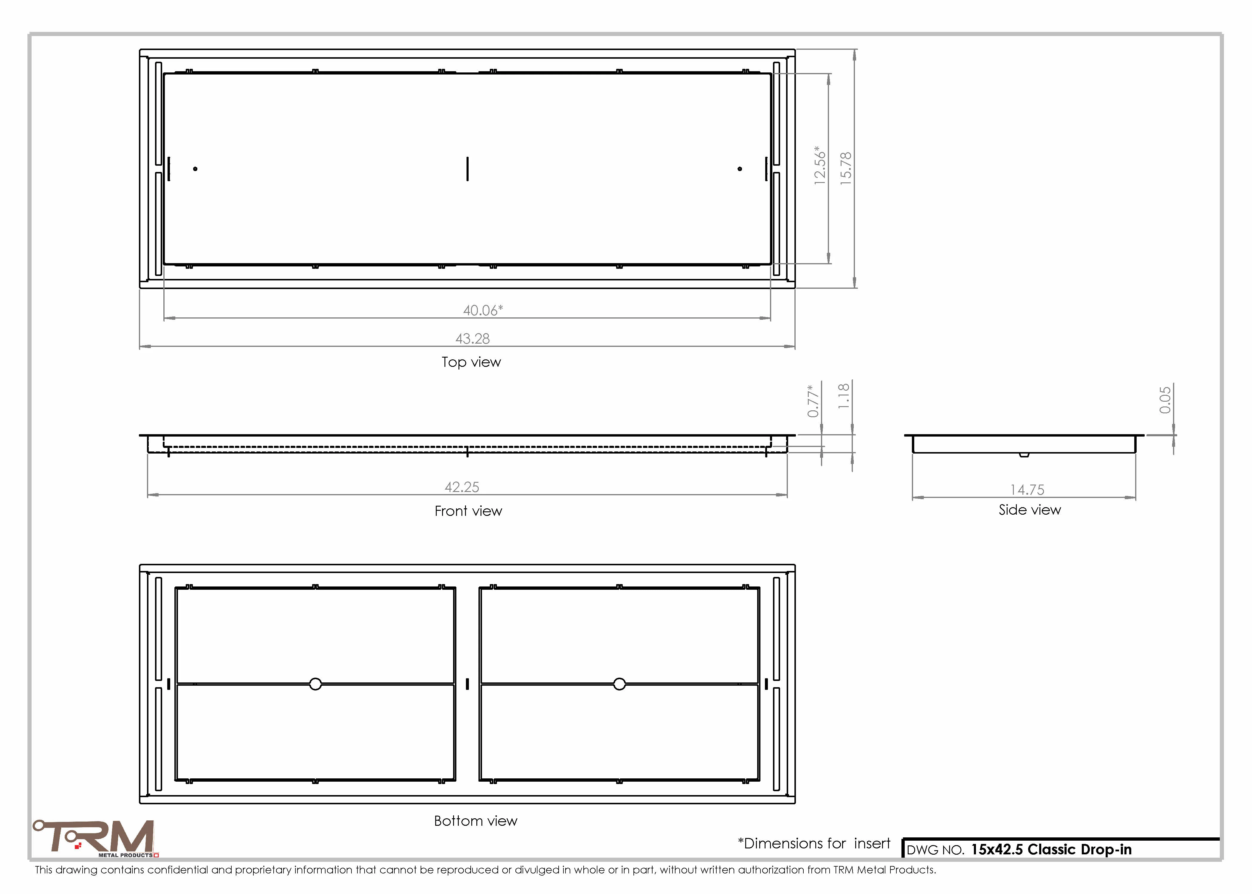 15x42.5 - Classic Drop-in Air Vent, Flush Floor-Matching, All Metal, Floor Vent Cover - TRM Metal 42.5x15 - Image 2
