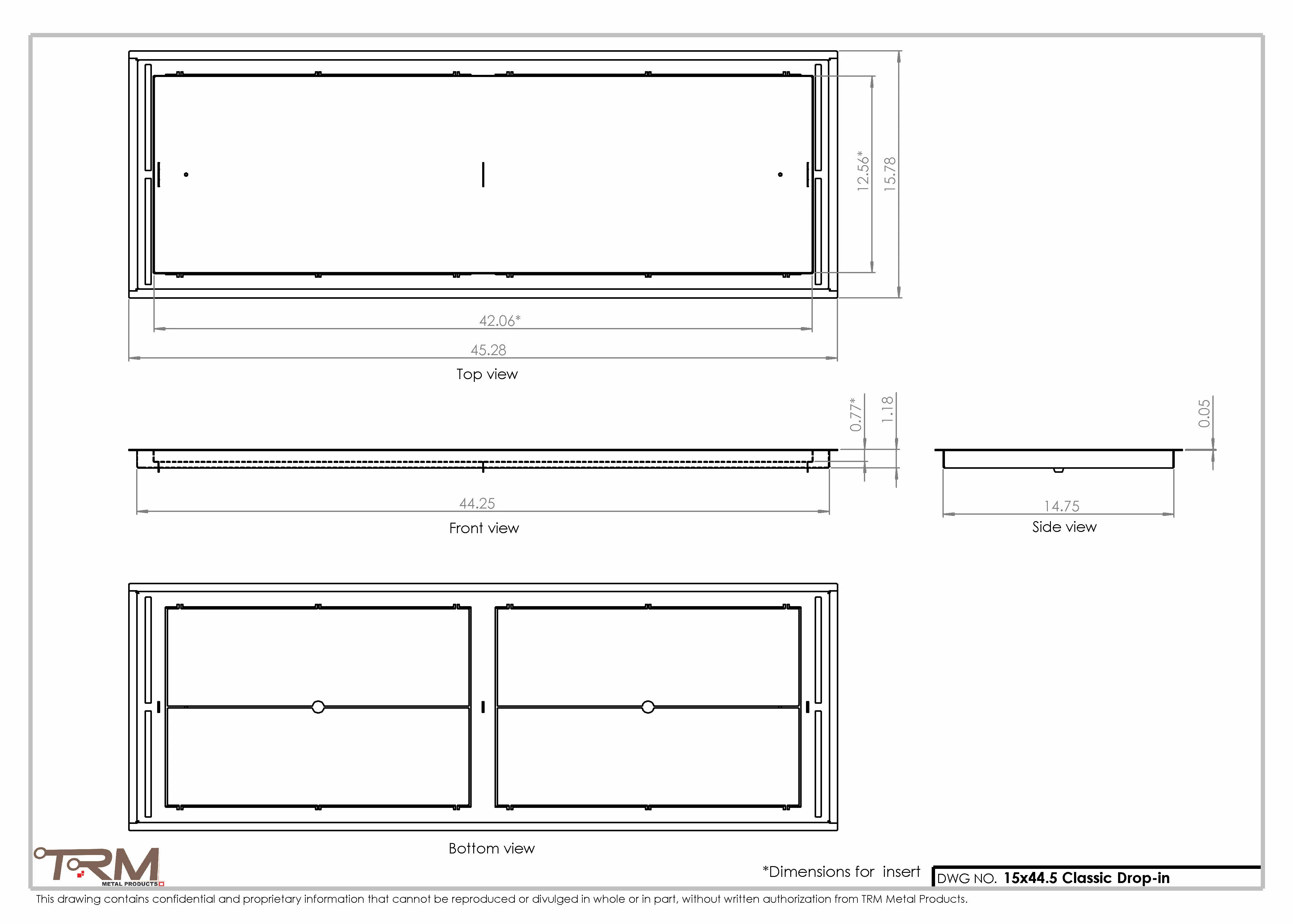15x44.5 - Classic Drop-in Air Vent, Flush Floor-Matching, All Metal, Floor Vent Cover - TRM Metal 44.5x15 - Image 2