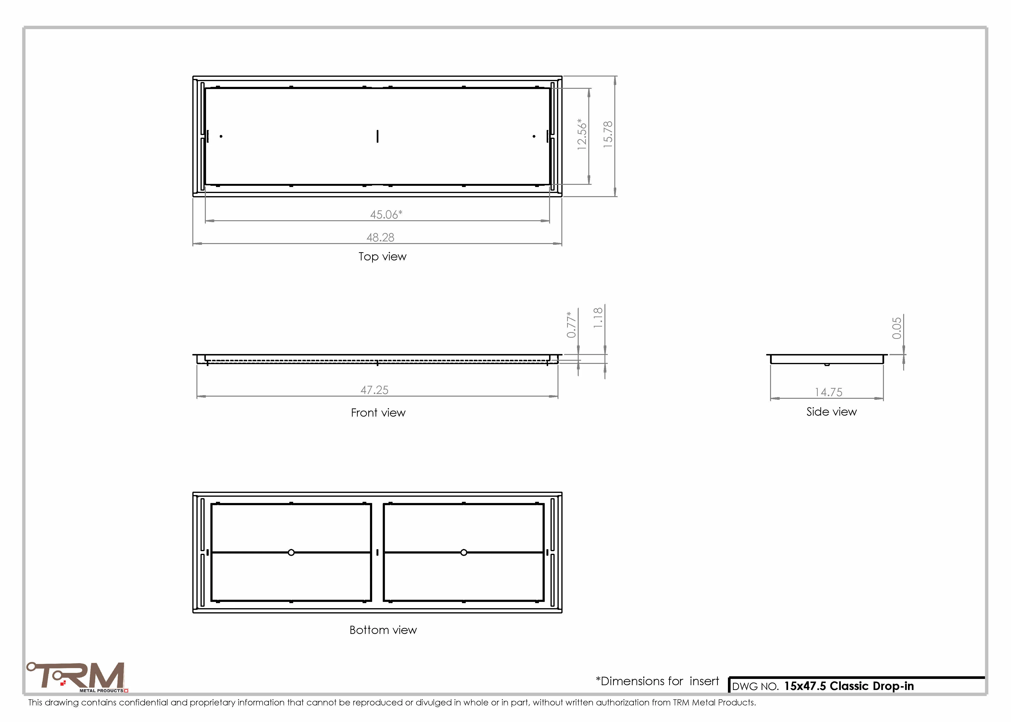 15x47.5 - Classic Drop-in Air Vent, Flush Floor-Matching, All Metal, Floor Vent Cover - TRM Metal 47.5x15 - Image 2