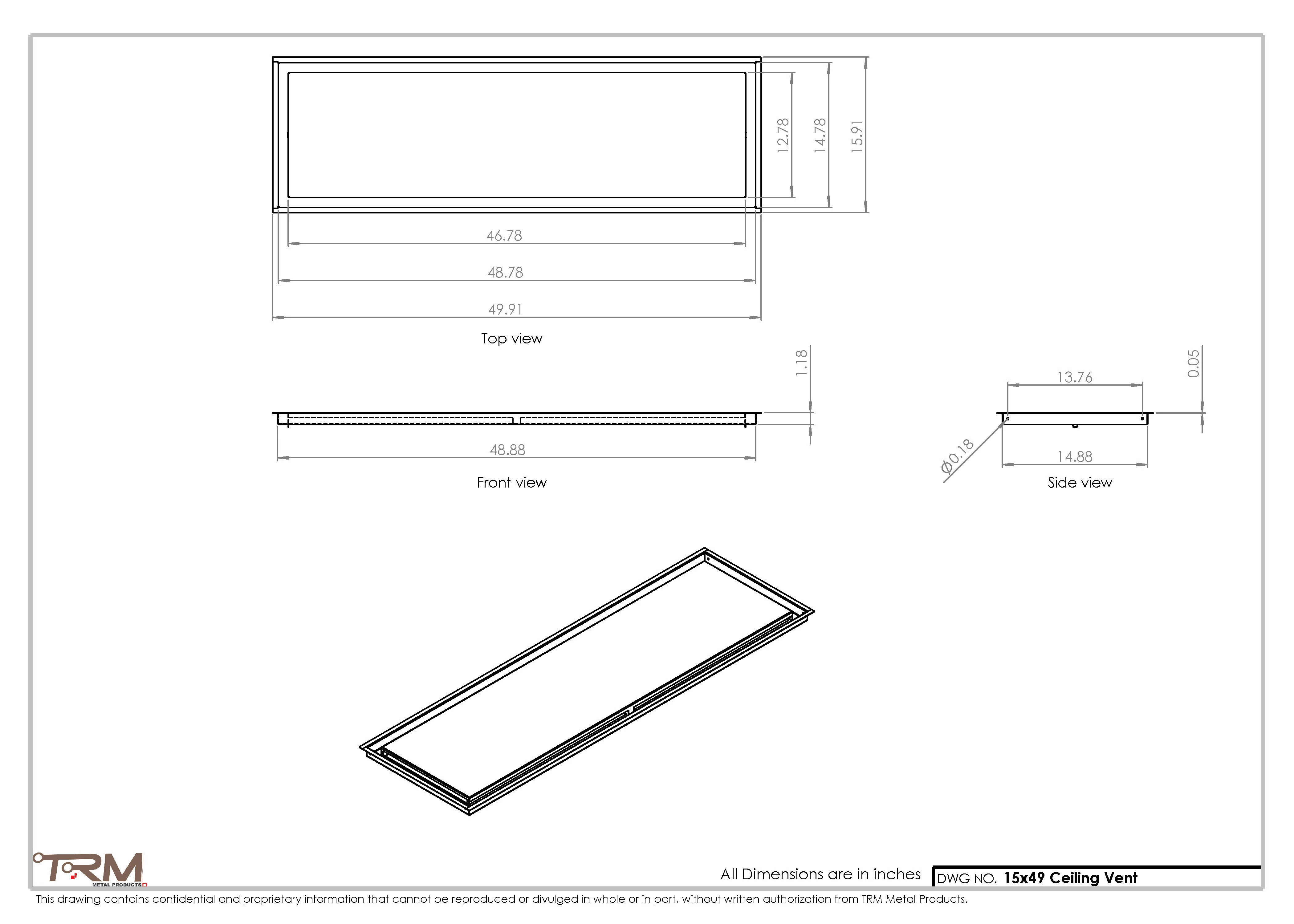 15x49-Modern-Ceiling-Vent Cover-TRM Metal- 49x15 - Image 2