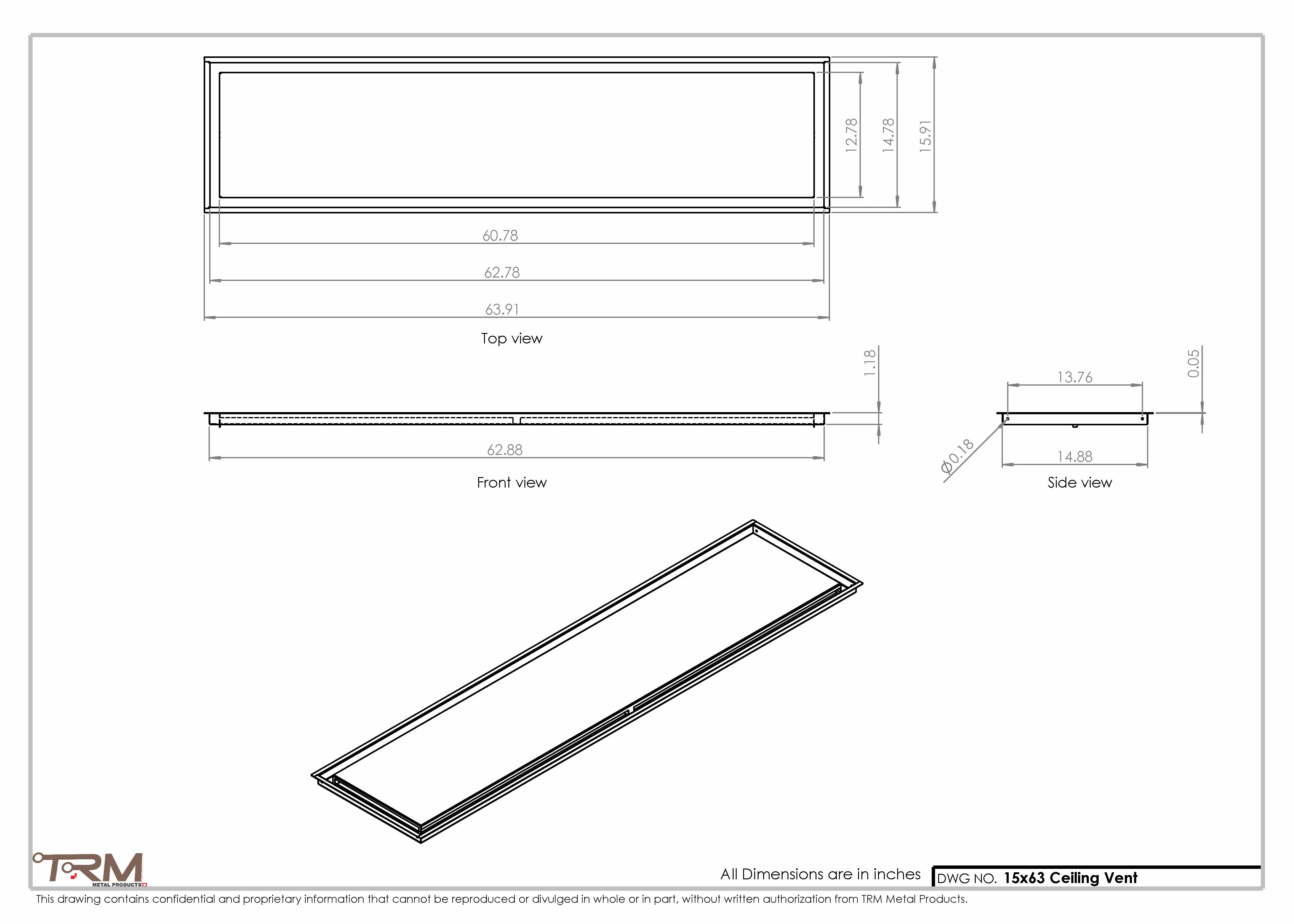 15x63-Modern-Ceiling-Vent Cover-TRM Metal- 63x15 - Image 2