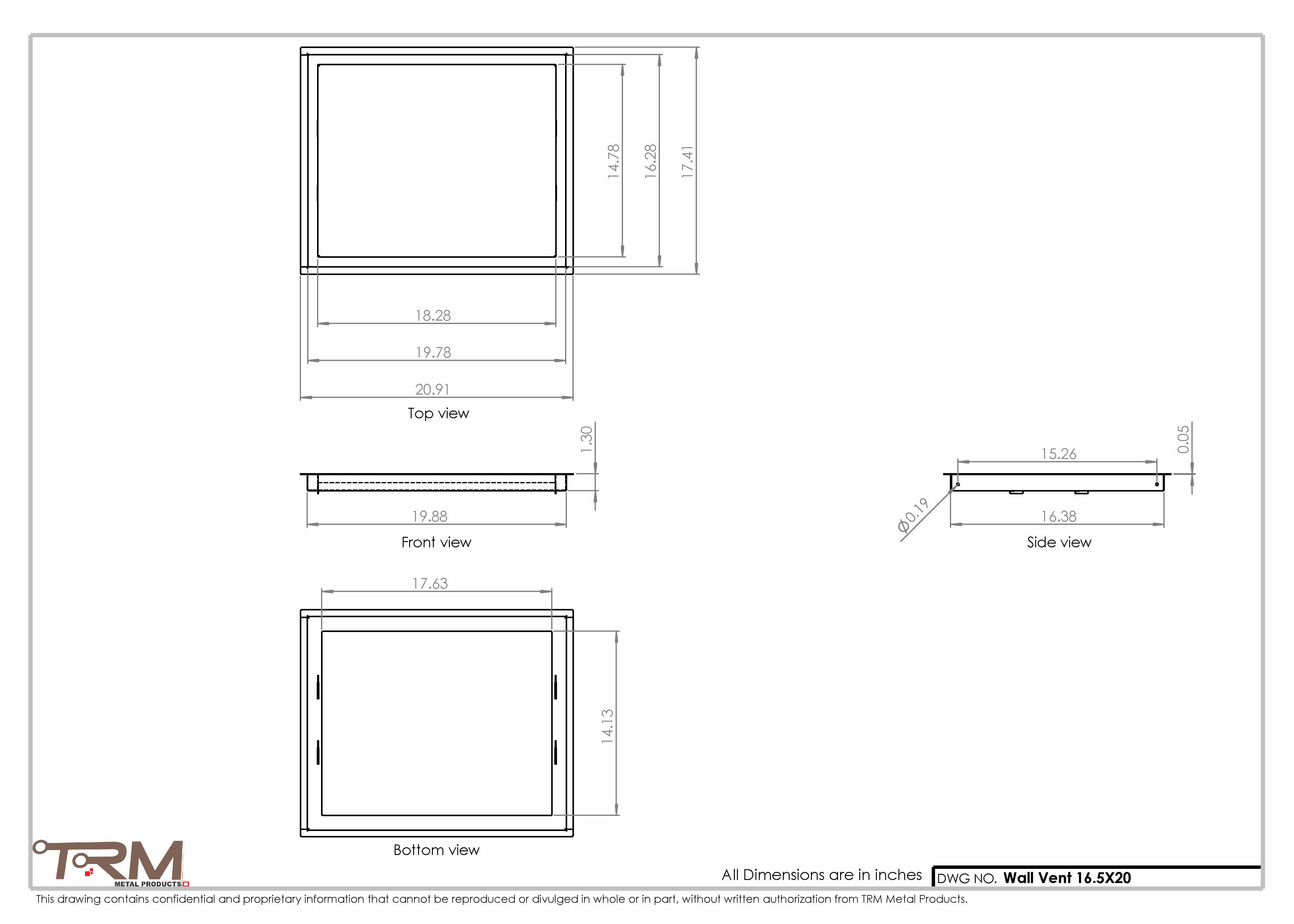 16.5x20 - Wall Vent - Modern Vent Cover -  Return Air Vent - TRM Metal  20x16.5 - Image 2