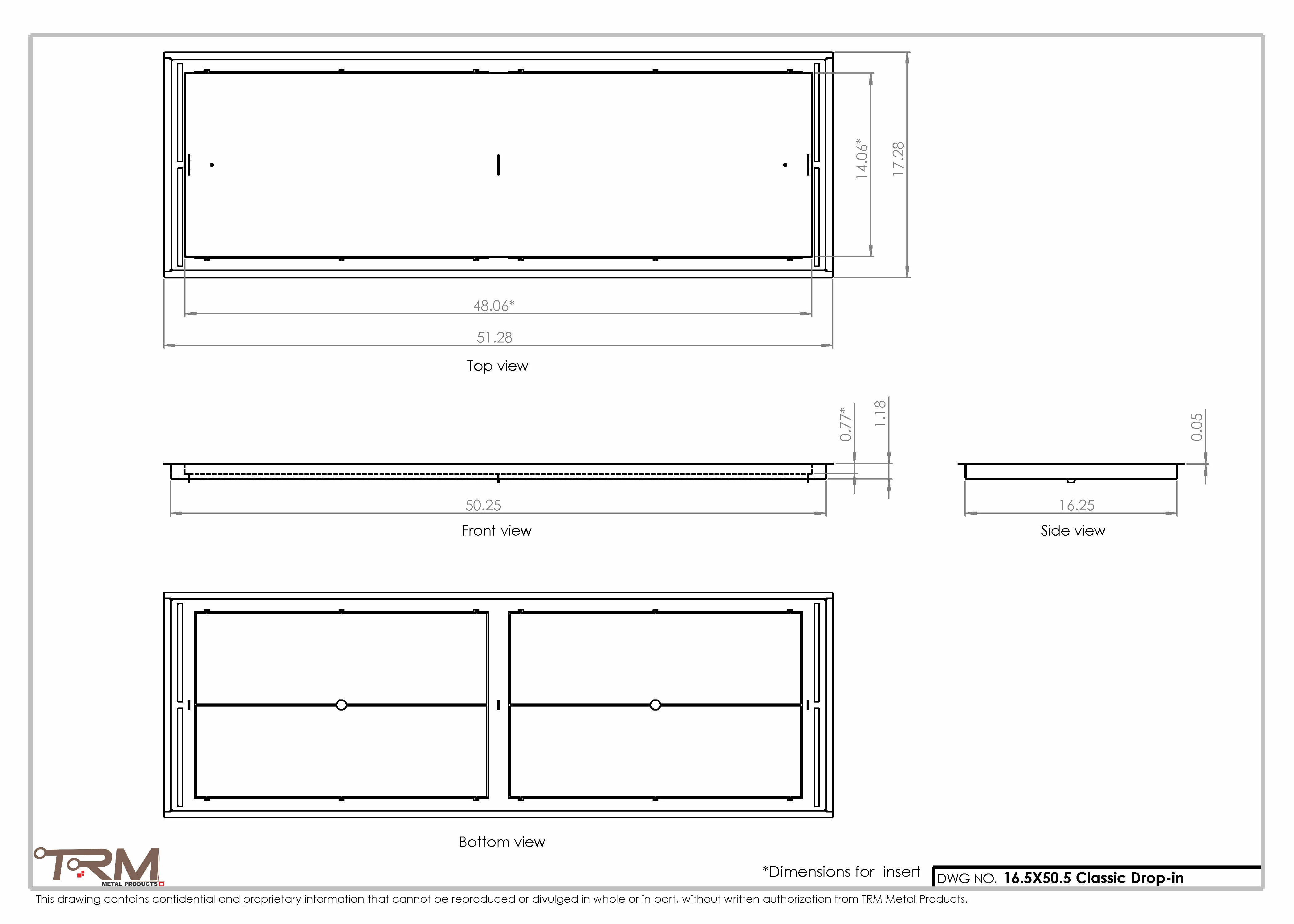 16.5x50.5 - Classic Drop-in Air Vent, Flush Floor-Matching, All Metal, Floor Vent Cover - TRM Metal 50.5x16.5 - Image 2