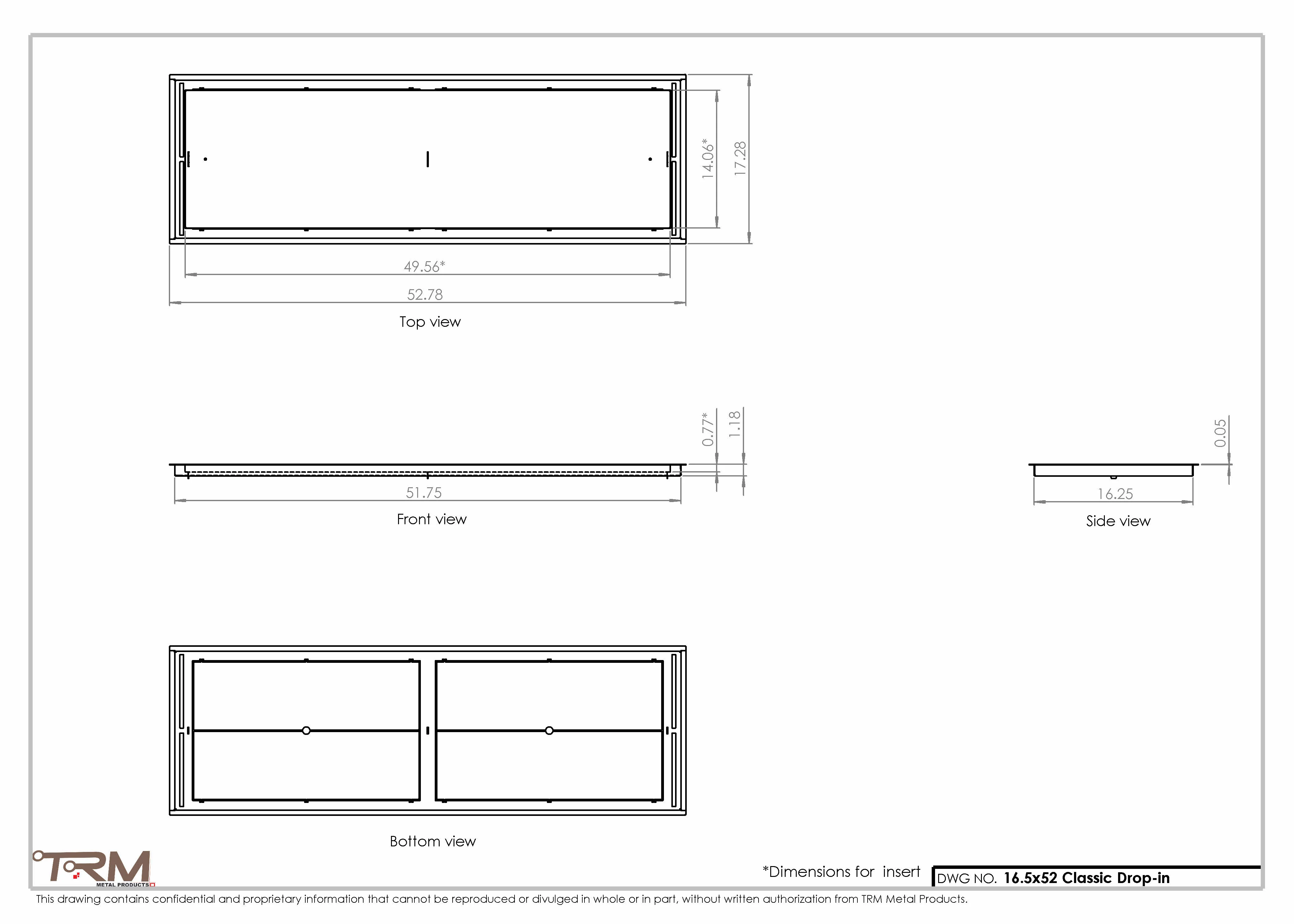 16.5x52 - Classic Drop-in Air Vent, Flush Floor-Matching, All Metal, Floor Vent Cover - TRM Metal  52x16.5 - Image 2
