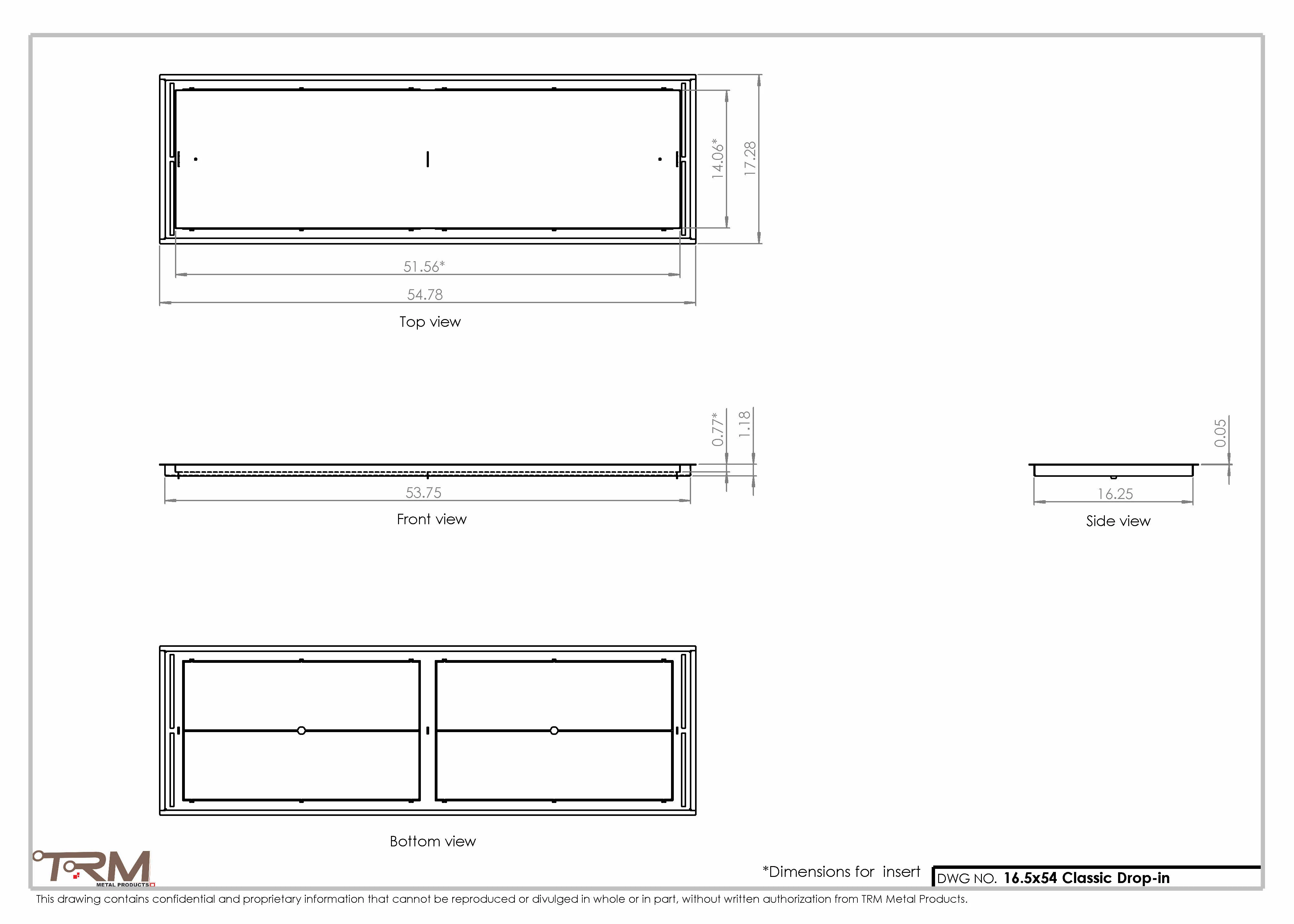 16.5x54 - Classic Drop-in Air Vent, Flush Floor-Matching, All Metal, Floor Vent Cover - TRM Metal  54x16.5 - Image 2