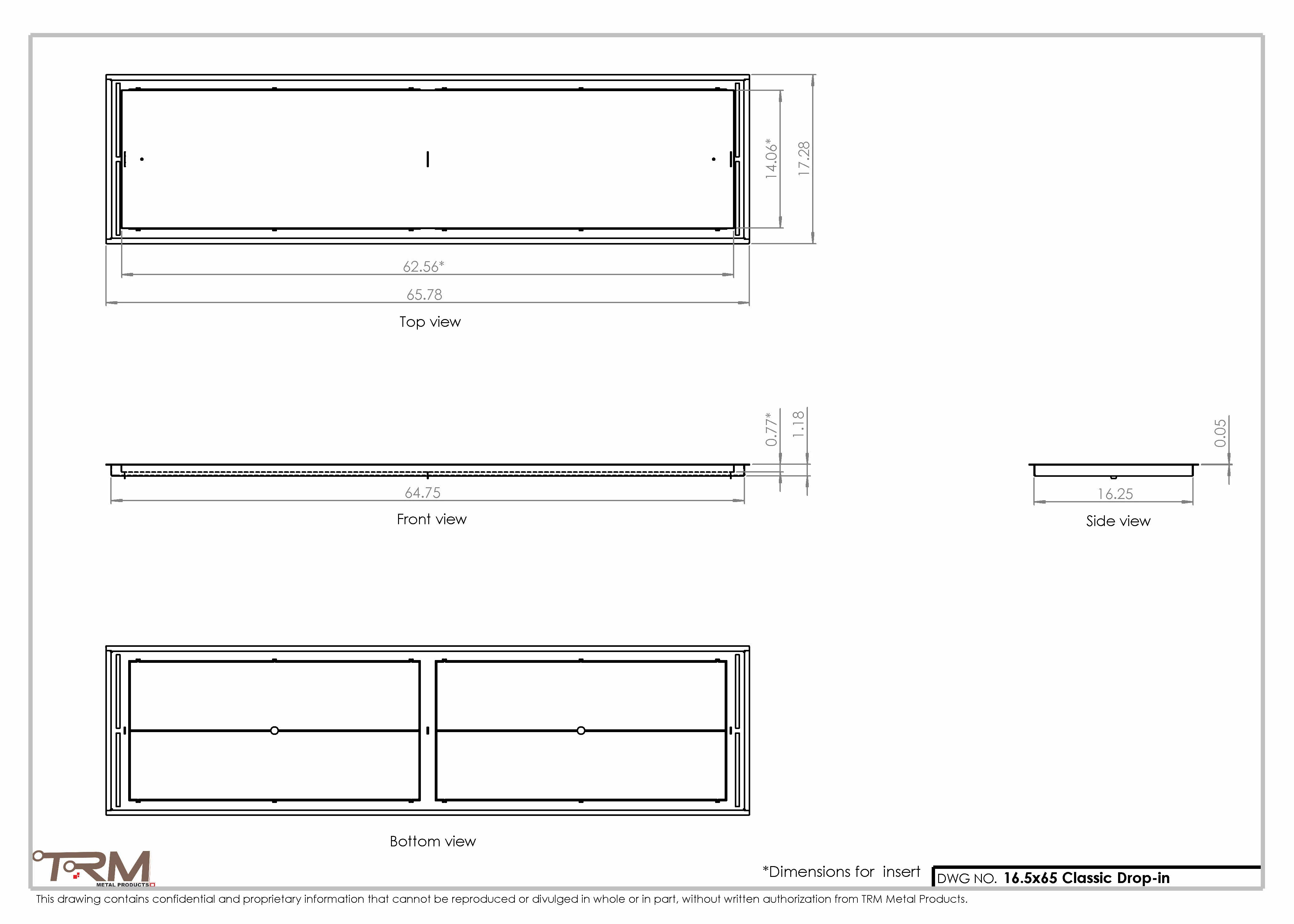 16.5x65 - Classic Drop-in Air Vent, Flush Floor-Matching, All Metal, Floor Vent Cover - TRM Metal 65x16.5 - Image 2