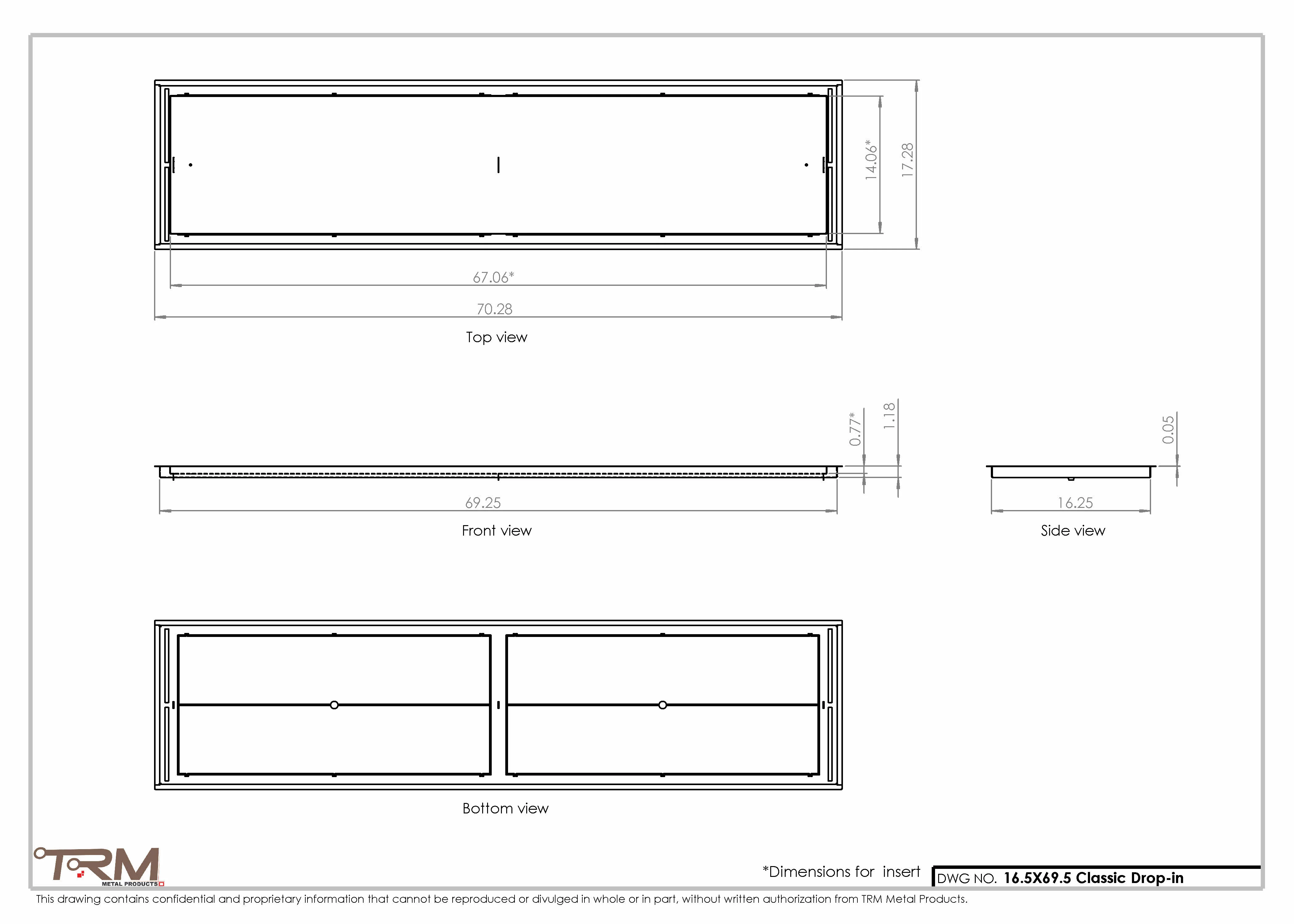 16.5x69.5 - Classic Drop-in Air Vent, Flush Floor-Matching, All Metal, Floor Vent Cover - TRM Metal 69.5x16.5 - Image 2