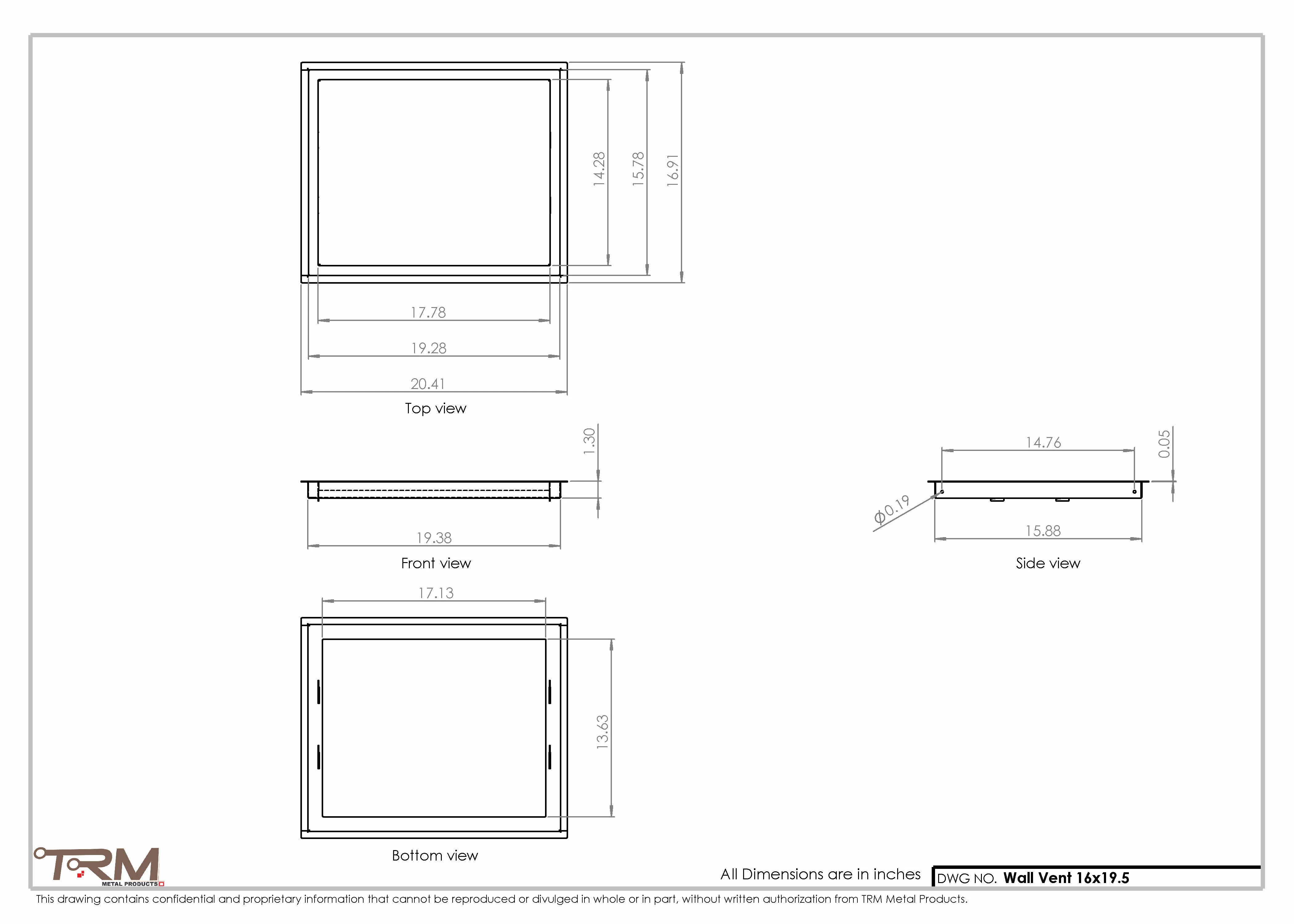 16x19.5 - Wall Vent - Modern Vent Cover -  Return Air Vent - TRM Metal  19.5x16 - Image 2