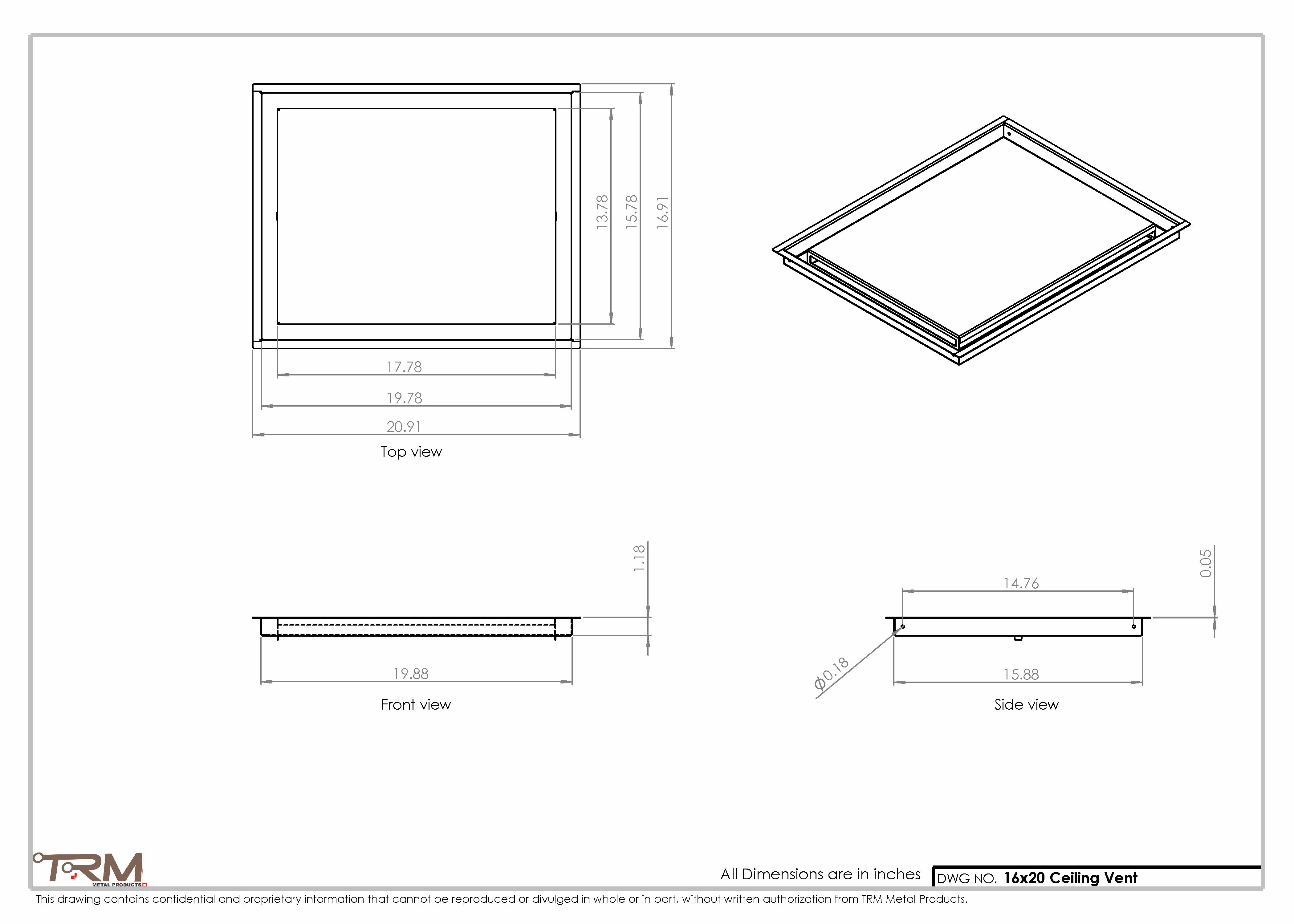 16x20-Modern-Ceiling-Vent Cover-TRM Metal- 20x16 - Image 2