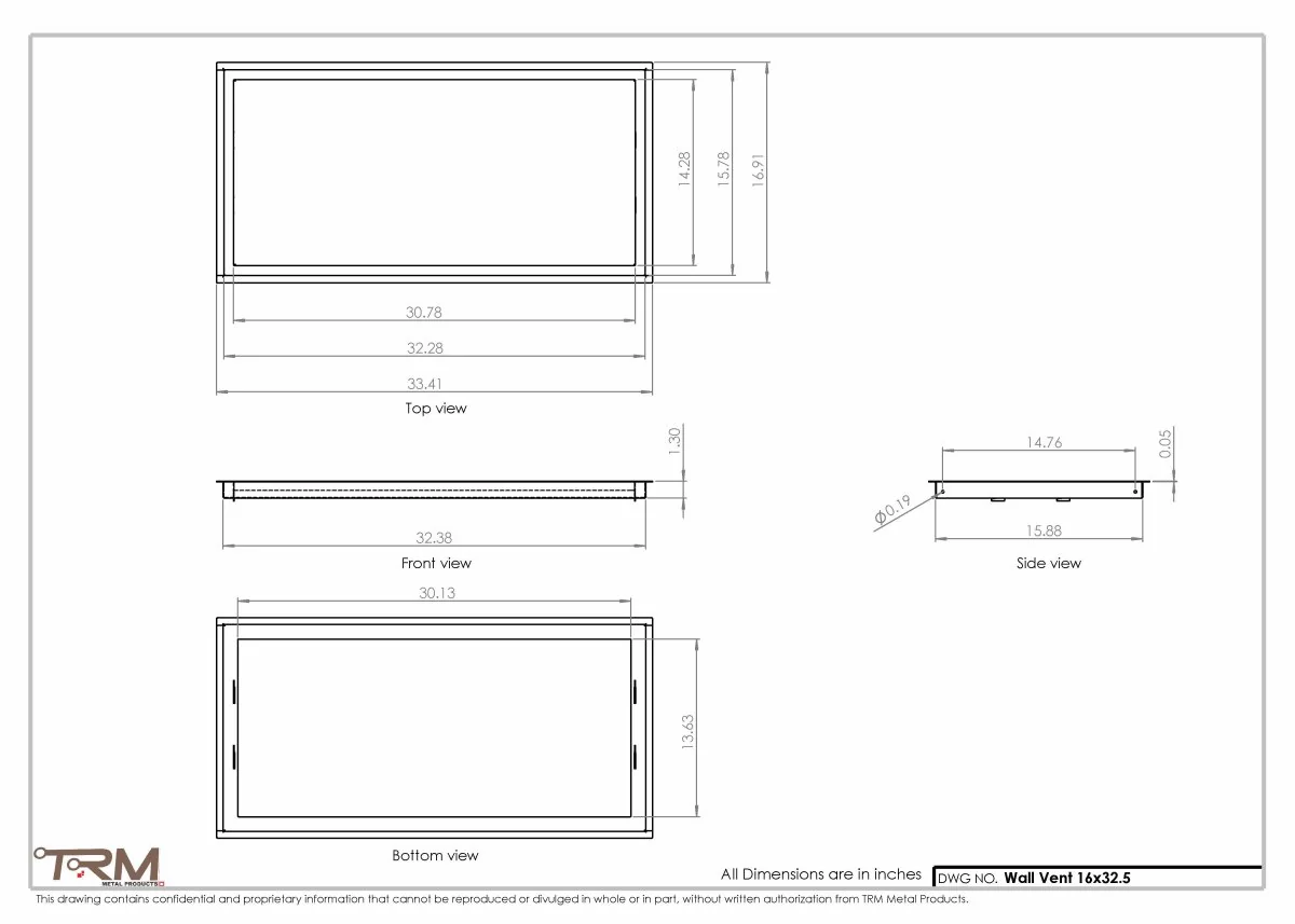 16x32.5 - Wall Vent - Modern Vent Cover -  Return Air Vent - TRM Metal  32.5x16 - Image 2