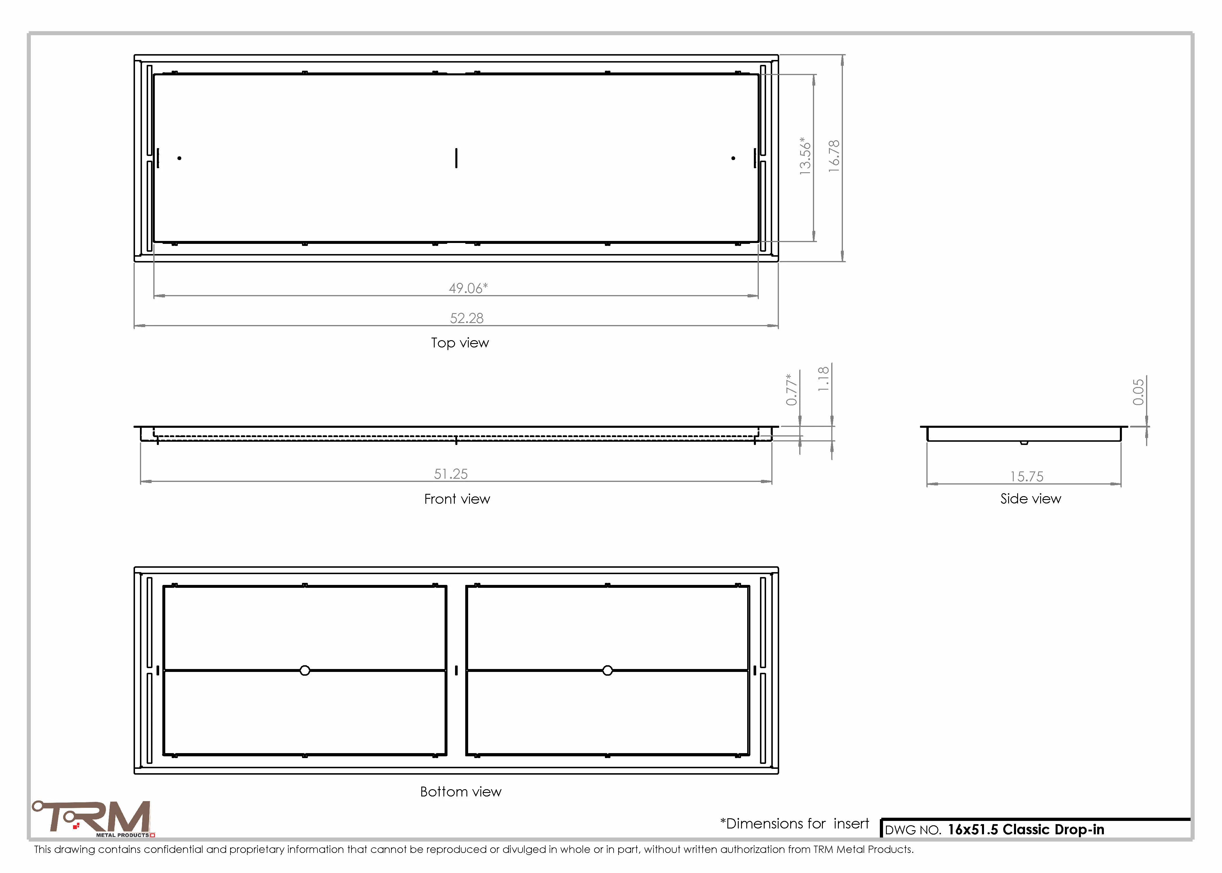 16x51.5 - Classic Drop-in Air Vent, Flush Floor-Matching, All Metal, Floor Vent Cover - TRM Metal 51.5x16 - Image 2