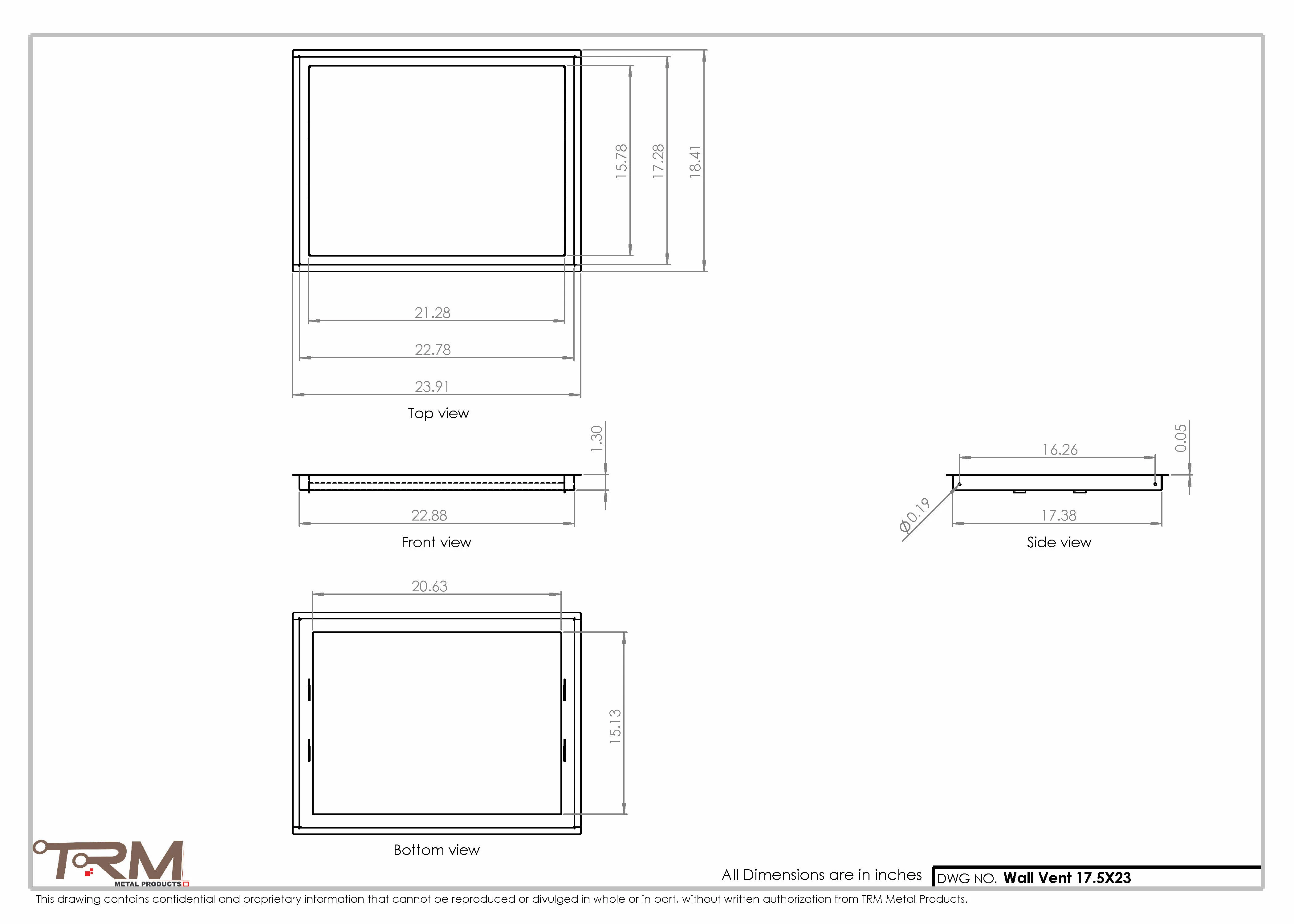 17.5x23 - Wall Vent - Modern Vent Cover -  Return Air Vent - TRM Metal  23x17.5 - Image 2