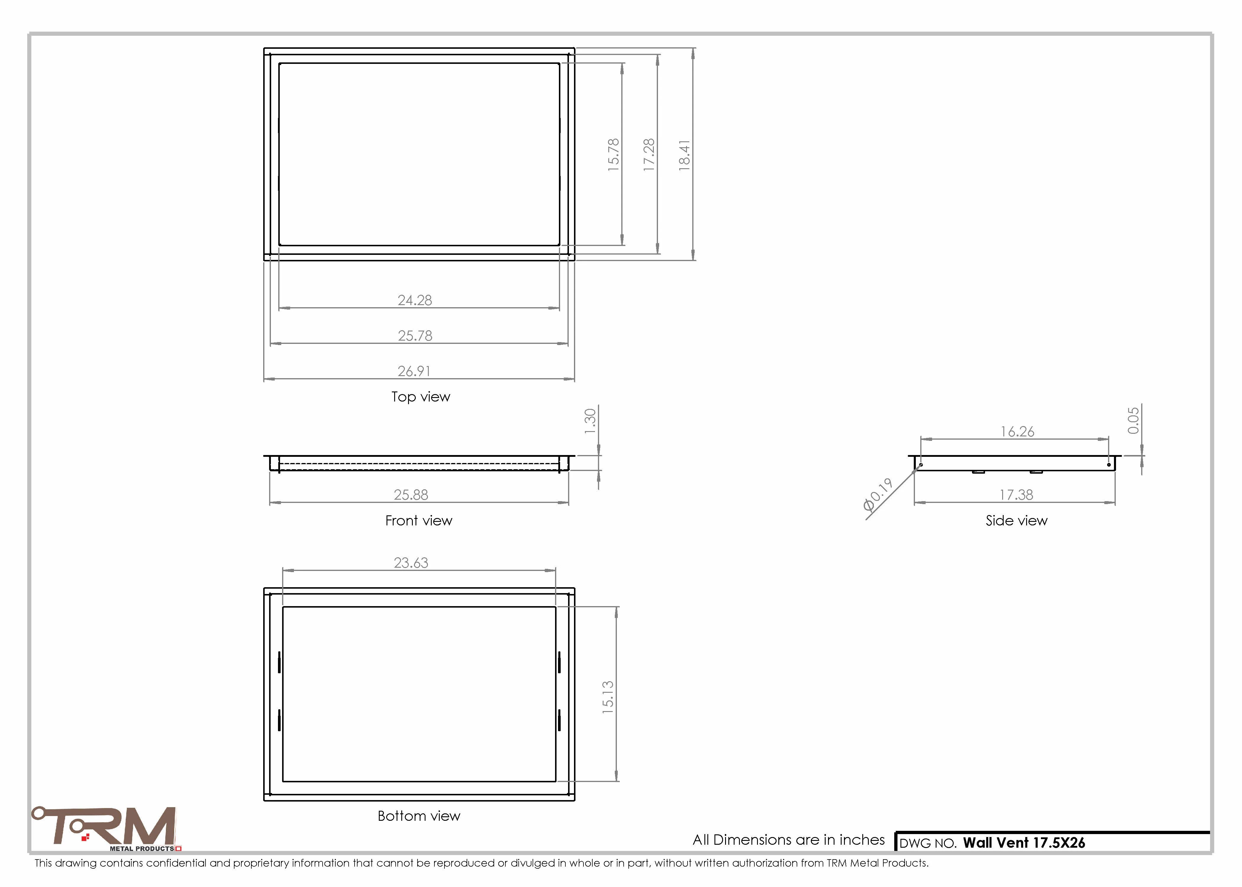 17.5x26 - Wall Vent - Modern Vent Cover -  Return Air Vent - TRM Metal  26x17.5 - Image 2