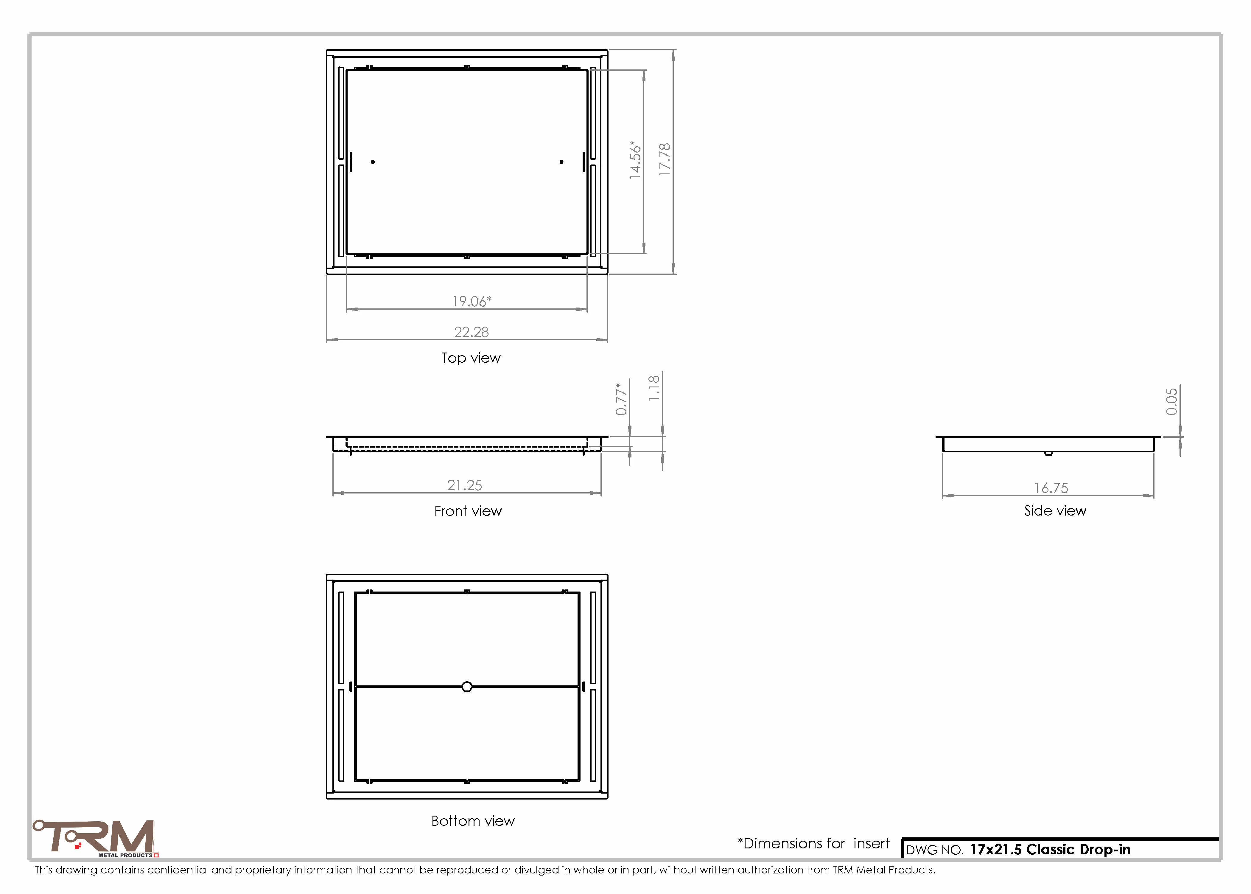 17x21.5 - Classic Drop-in Air Vent, Flush Floor-Matching, All Metal, Floor Vent Cover - TRM Metal 21.5x17 - Image 2