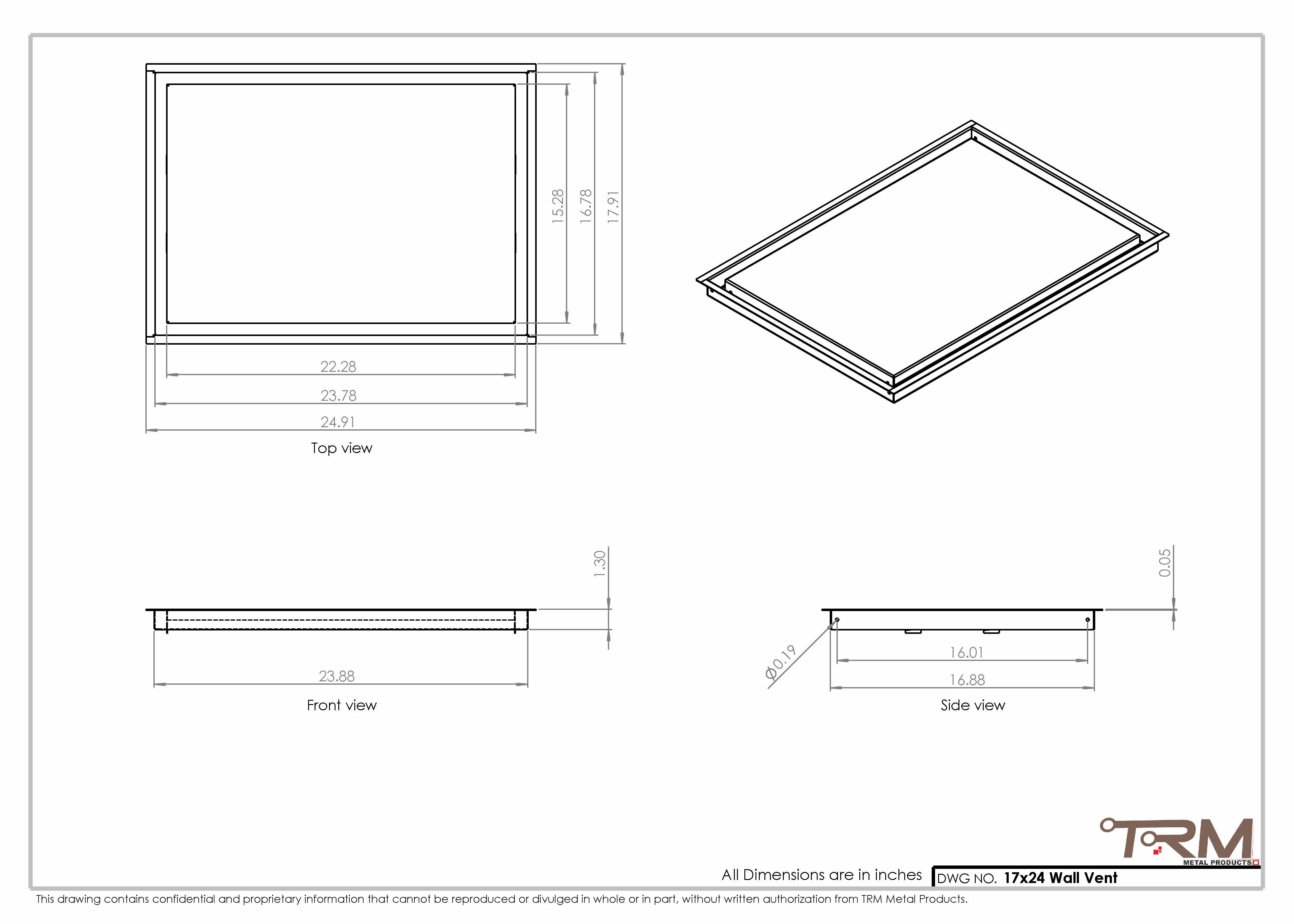 17x24 - Wall Vent - Modern Vent Cover -  Return Air Vent - TRM Metal  24x17 - Image 2