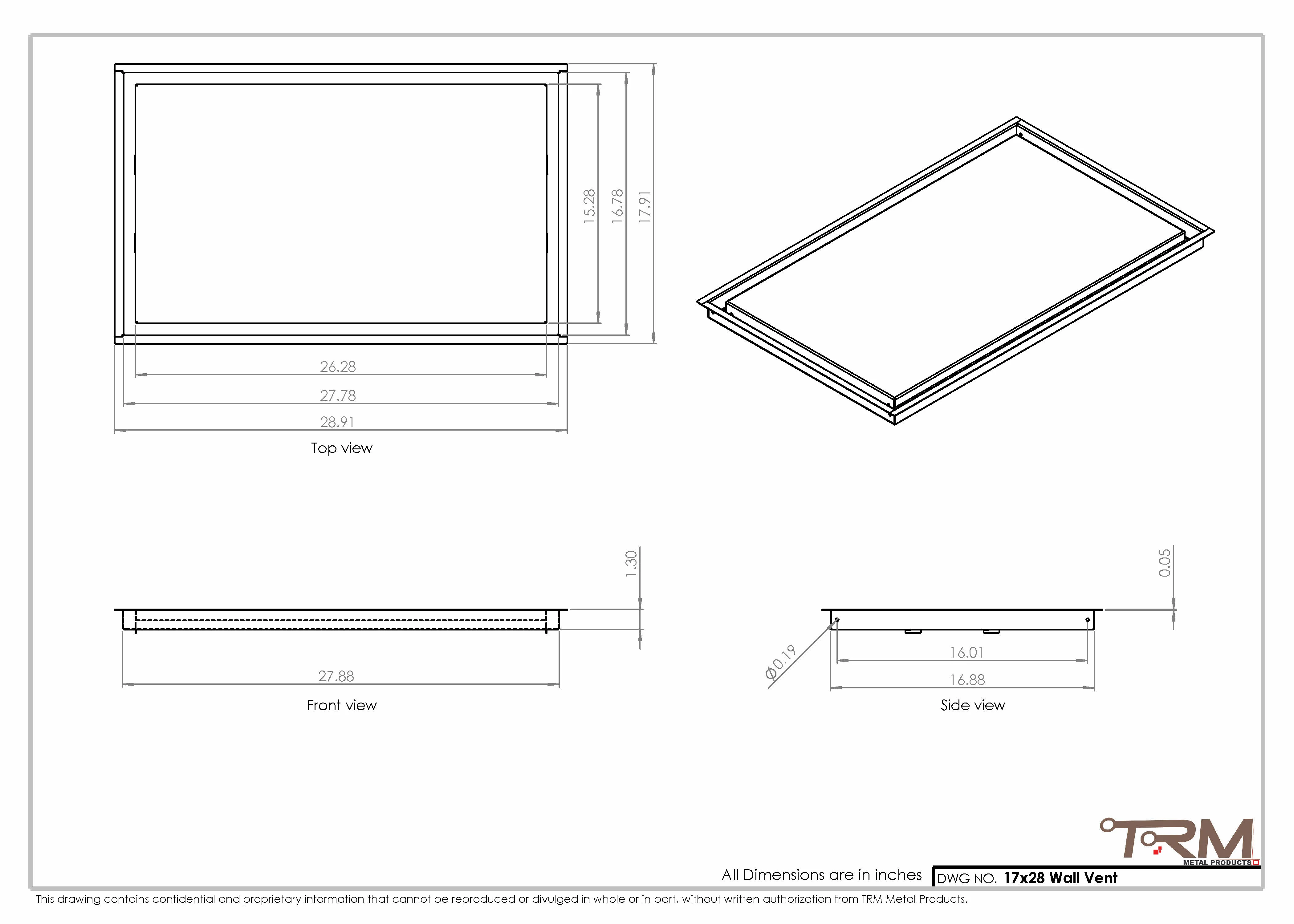 17x28 - Wall Vent - Modern Vent Cover -  Return Air Vent - TRM Metal  28x17 - Image 2