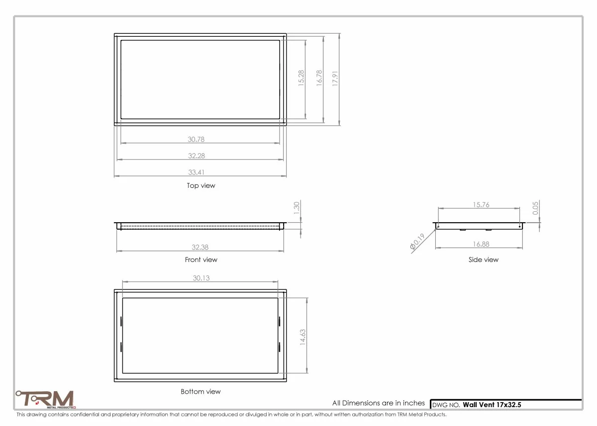 17x32.5 - Wall Vent - Modern Vent Cover -  Return Air Vent - TRM Metal  32.5x17 - Image 2